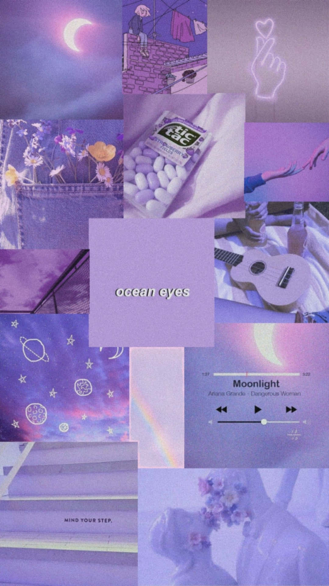 Aesthetic Grid Collage Purple Pastel Iphone Background