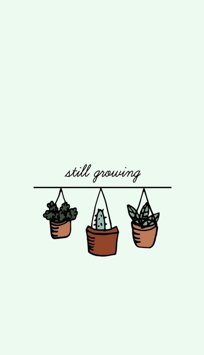 Aesthetic Growing Cute Plant Art Background