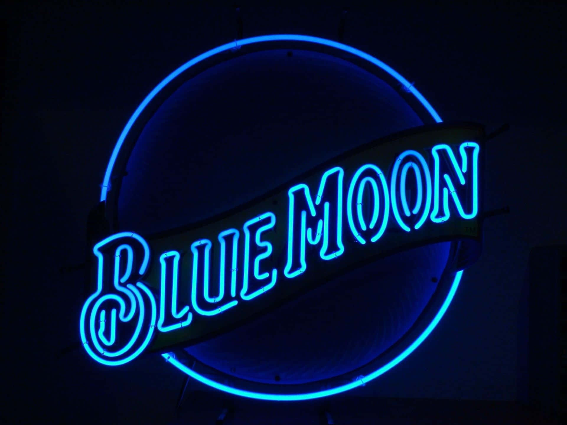 Aesthetic Grunge Blue Neon Blue Moon Signs Background