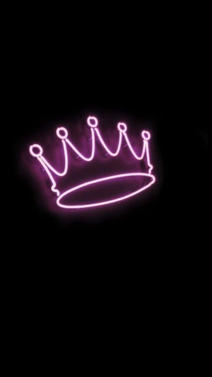 Aesthetic Grunge Pink Neon Crown Signs Background