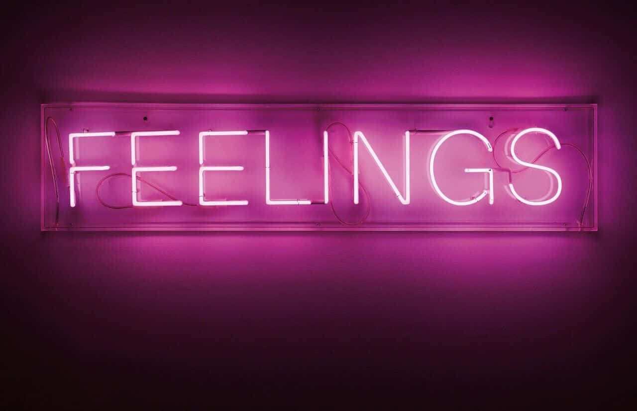 Aesthetic Grunge Pink Neon Feelings Signs Background