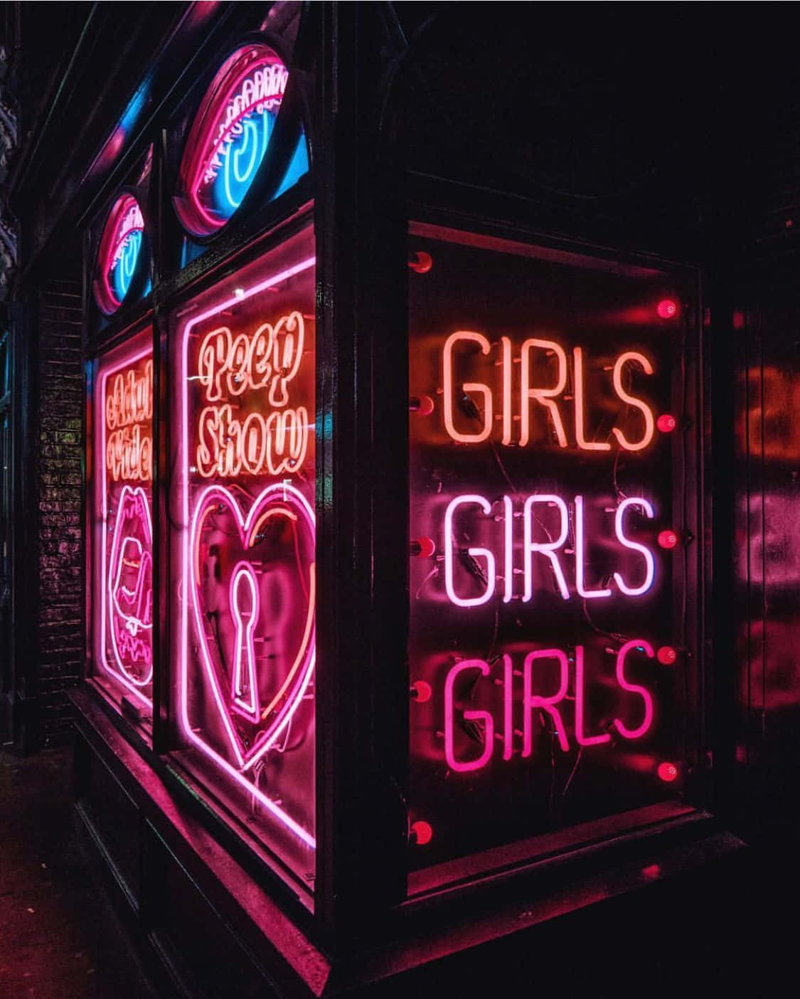 Aesthetic Grunge Pink Neon Girls Club Signs Background