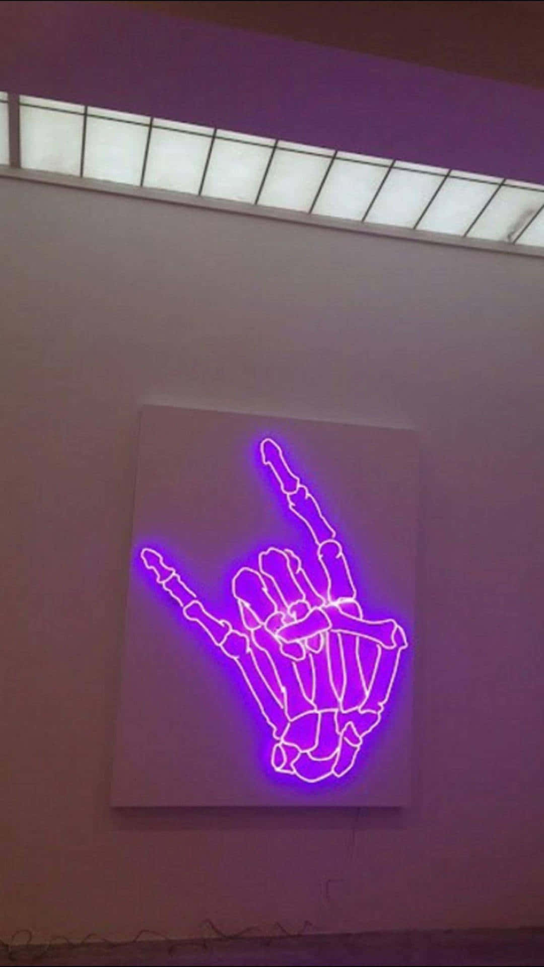 Aesthetic Grunge Purple Neon Rock N Roll Signs Background