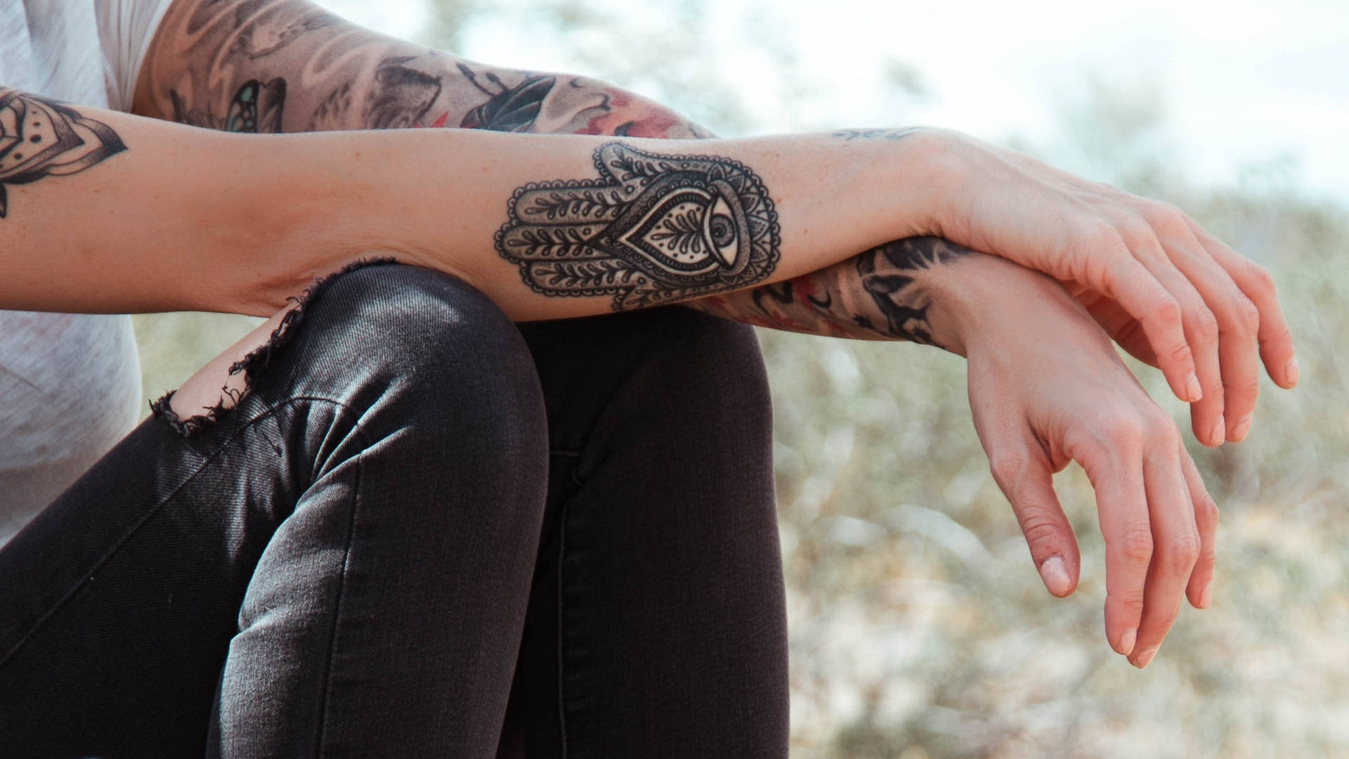 Aesthetic Hamsa Tattoo Background
