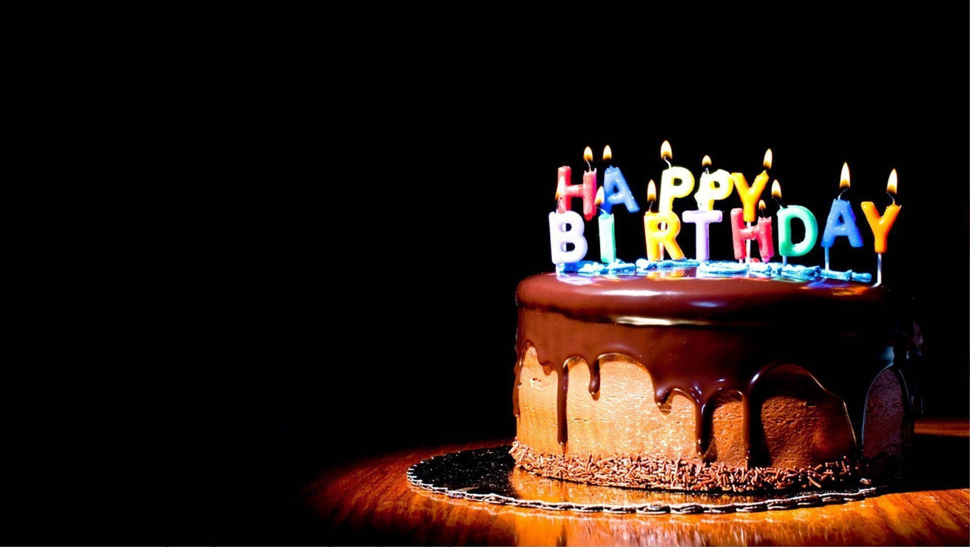 Aesthetic Happy Birthday Chocolate Cake Background
