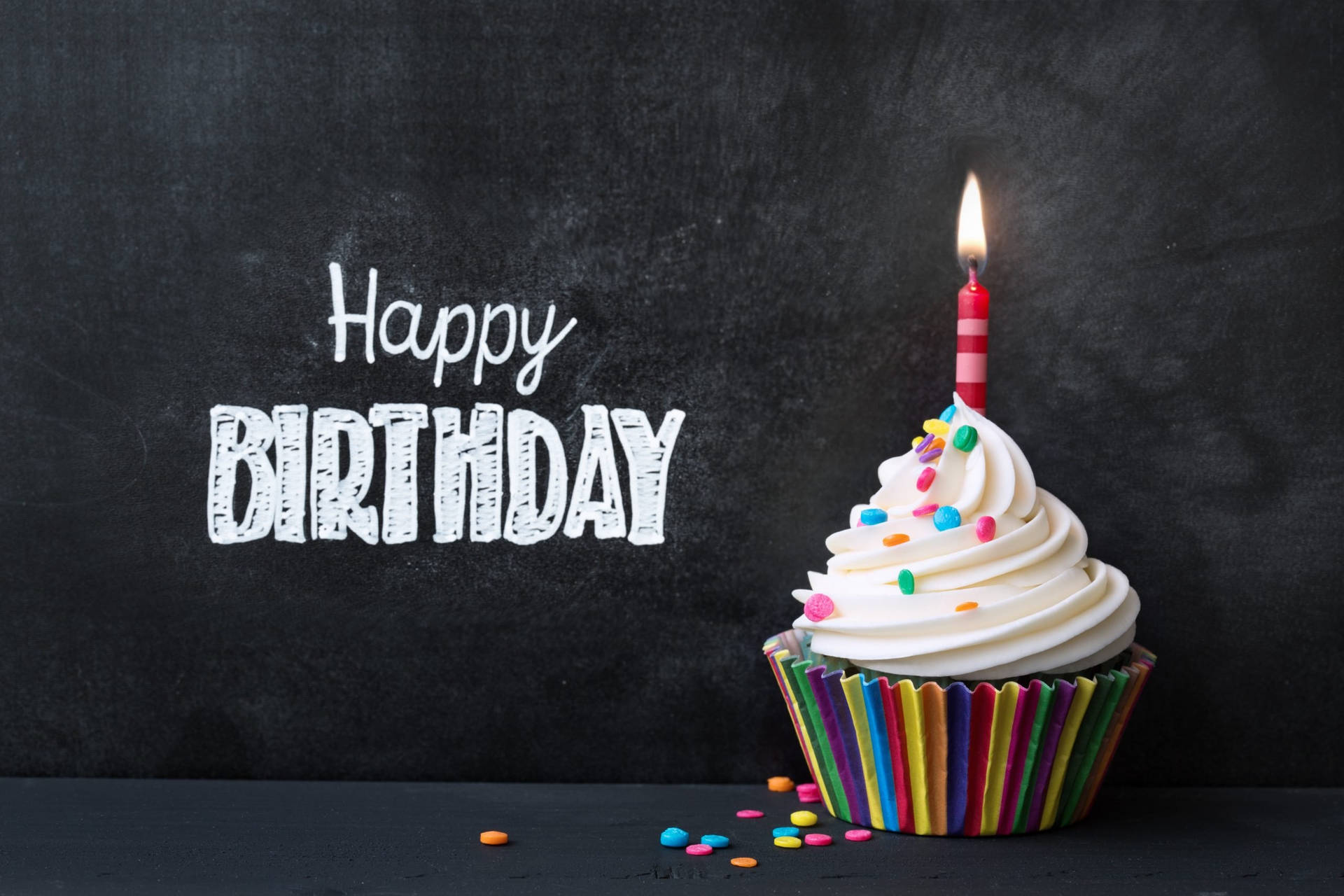Aesthetic Happy Birthday Cupcake Background