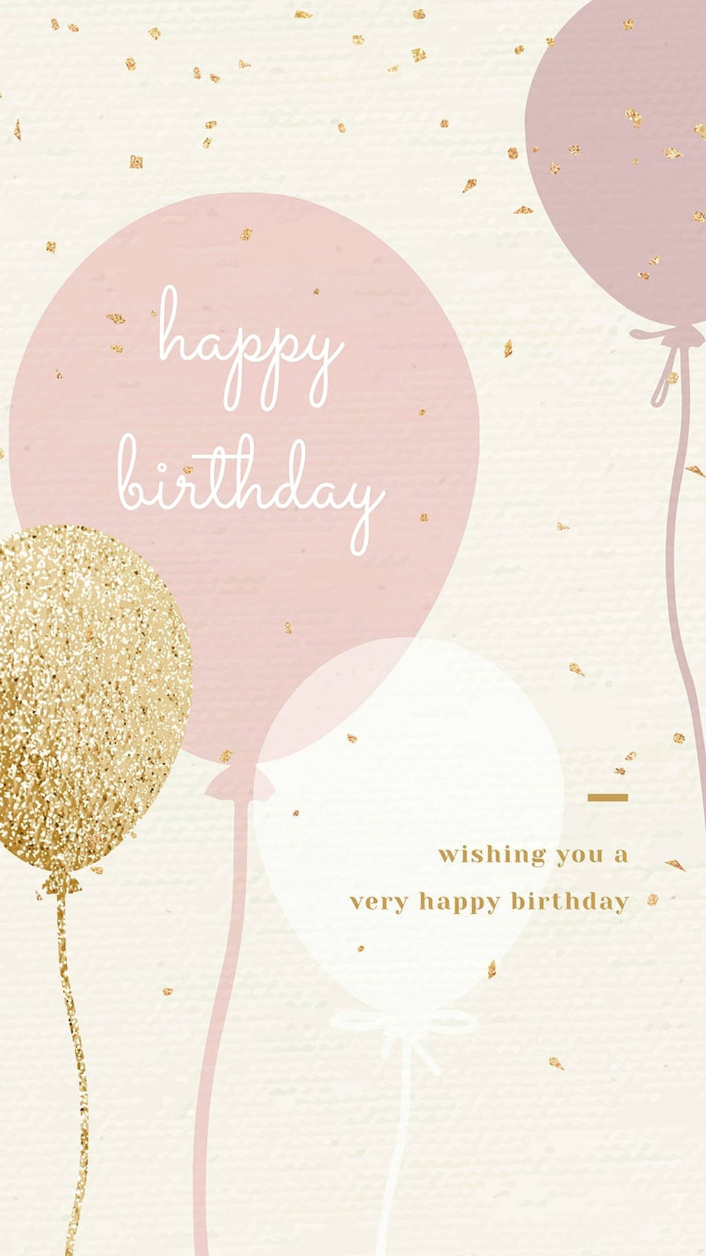Aesthetic Happy Birthday Gold And Pink Balloons Background