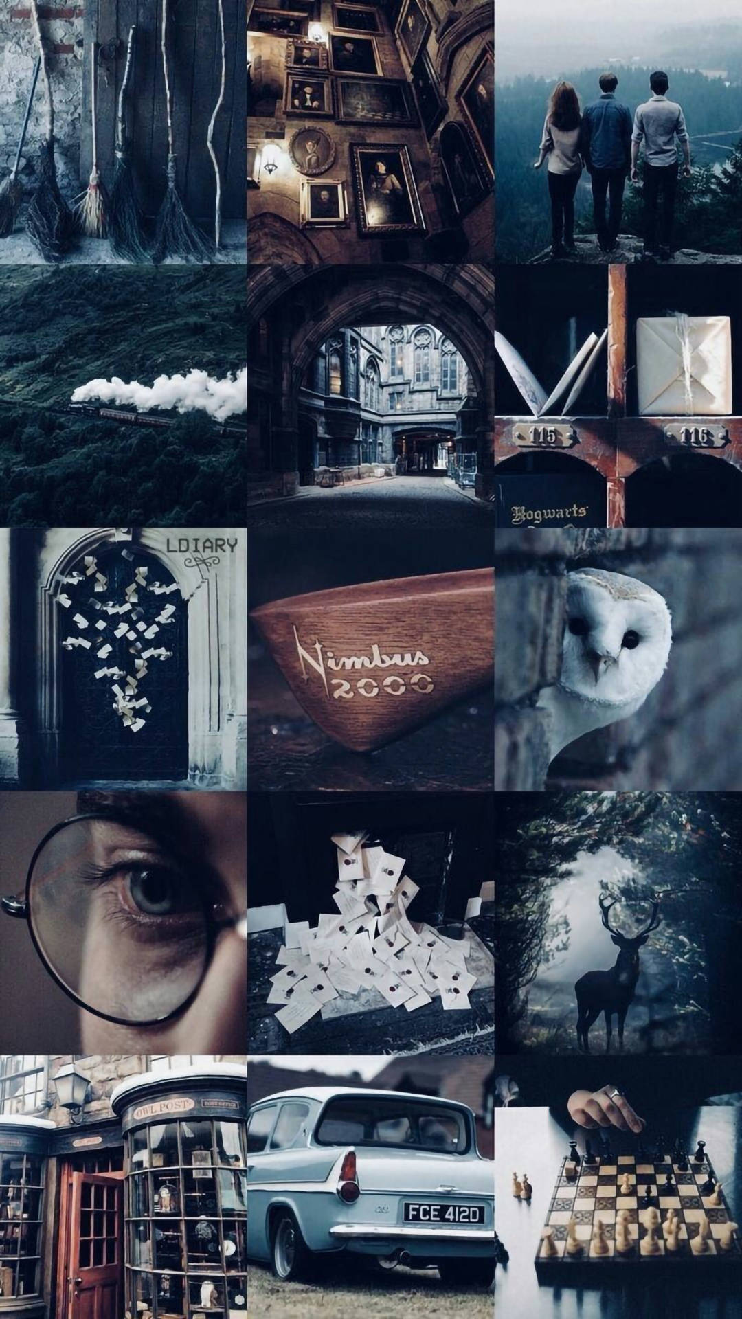 Aesthetic Harry Potter Blue Theme Collage