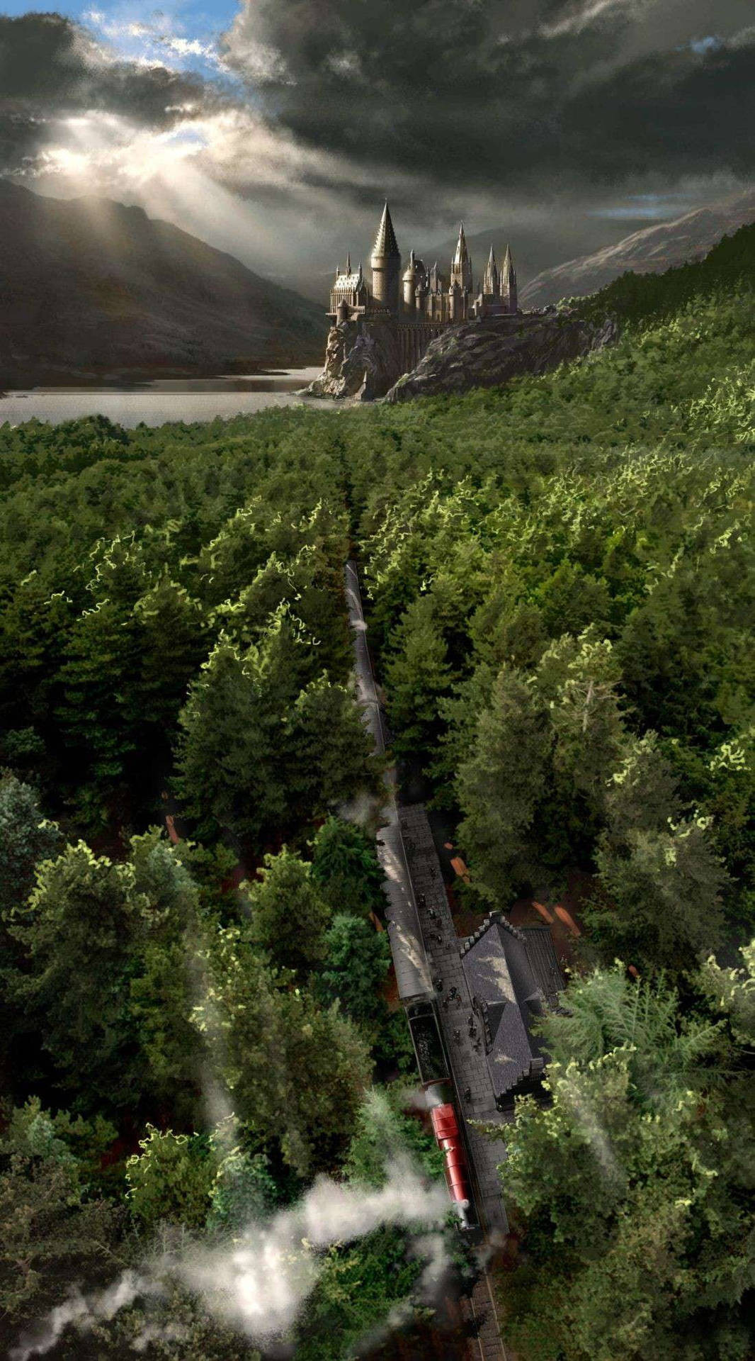 Aesthetic Harry Potter Hogwarts Express Aerial Background