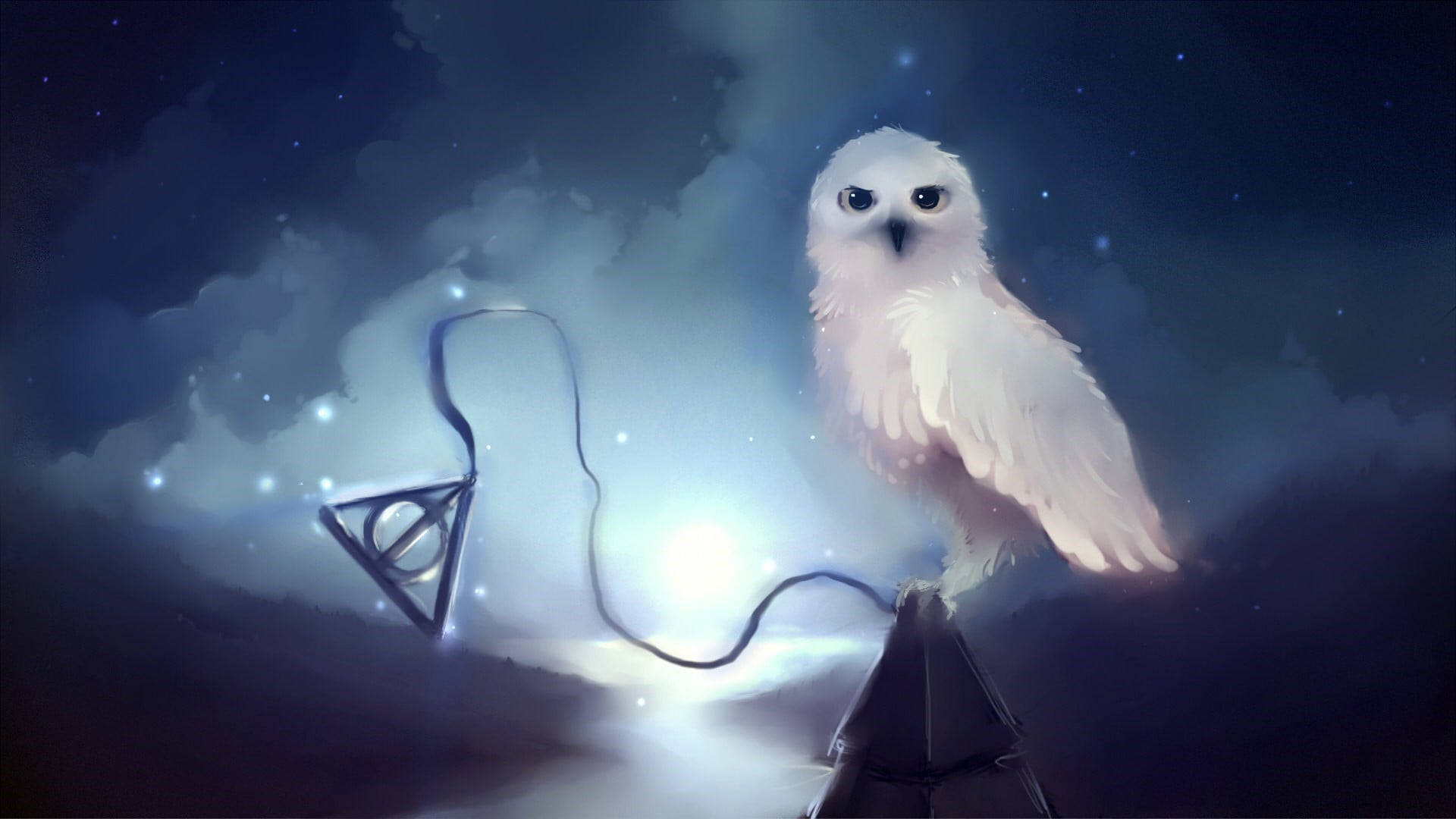 Aesthetic Harry Potter White Owl Background
