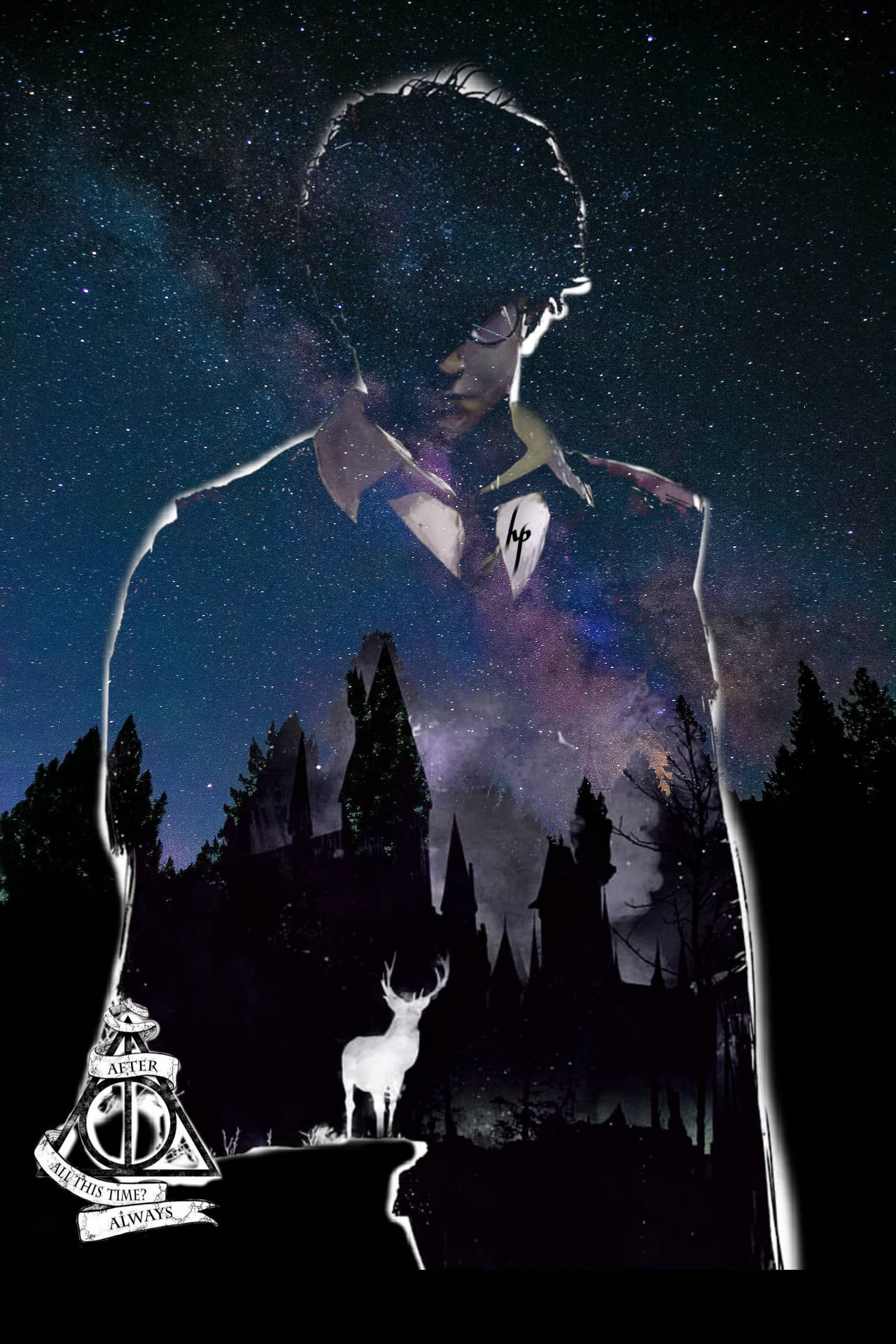 Aesthetic Harry Potter White Stencil Background