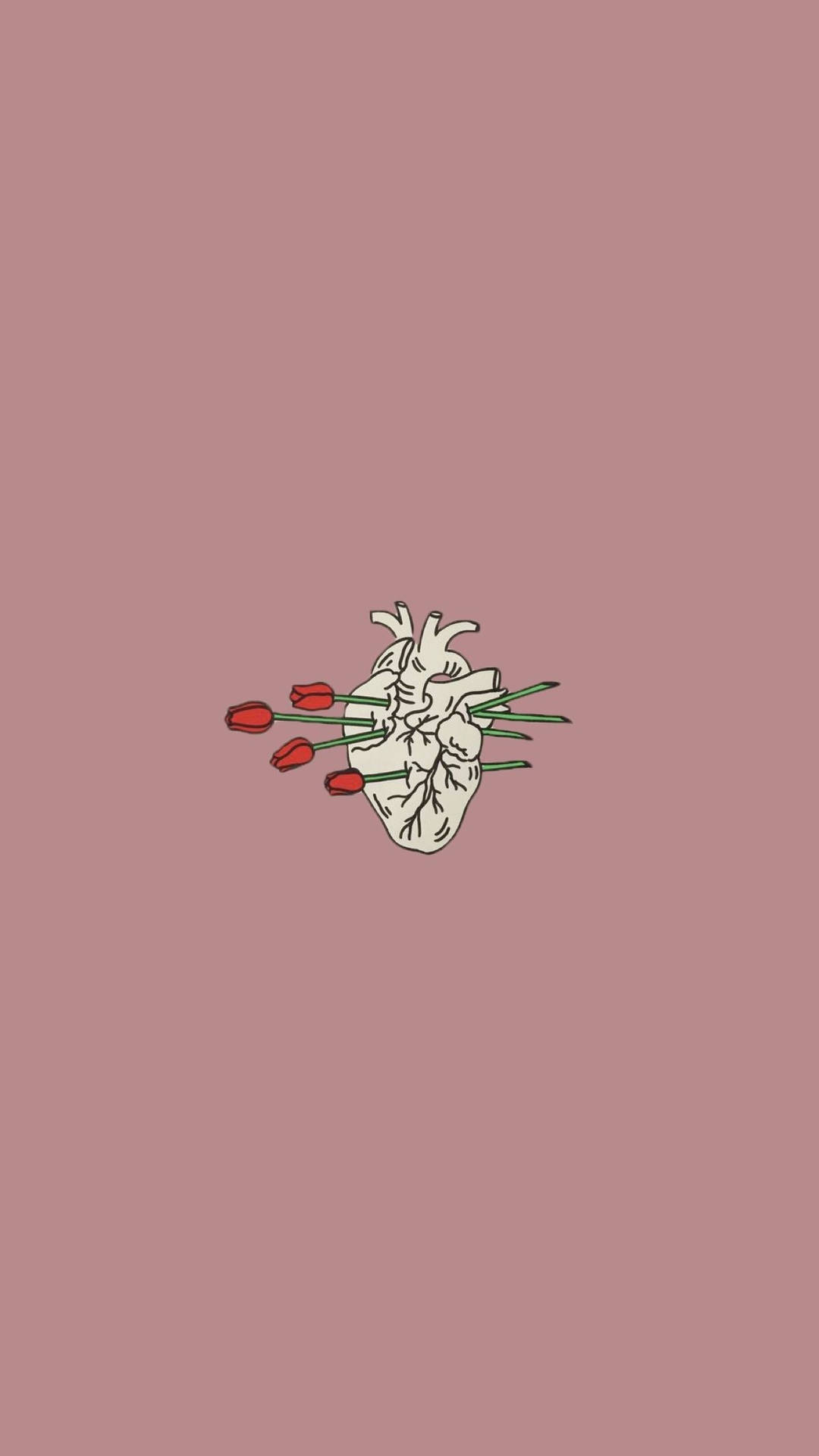 Aesthetic Heart With Red Roses Background