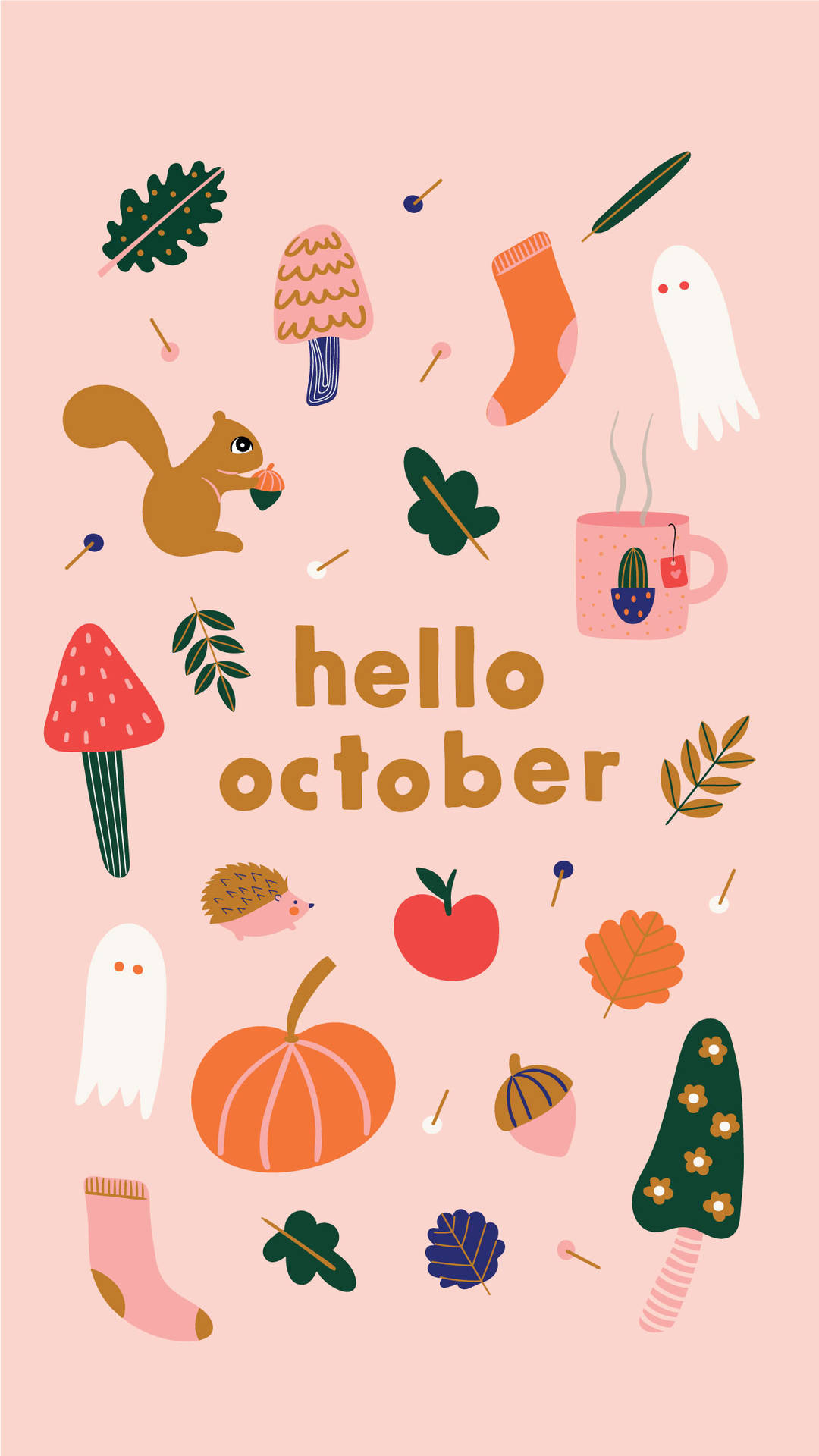 Aesthetic Hello October Graphic Background