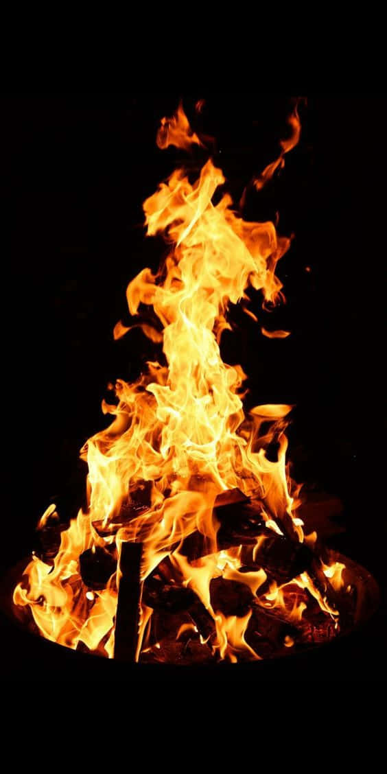 Aesthetic High Camp Fire On Cauldron Background