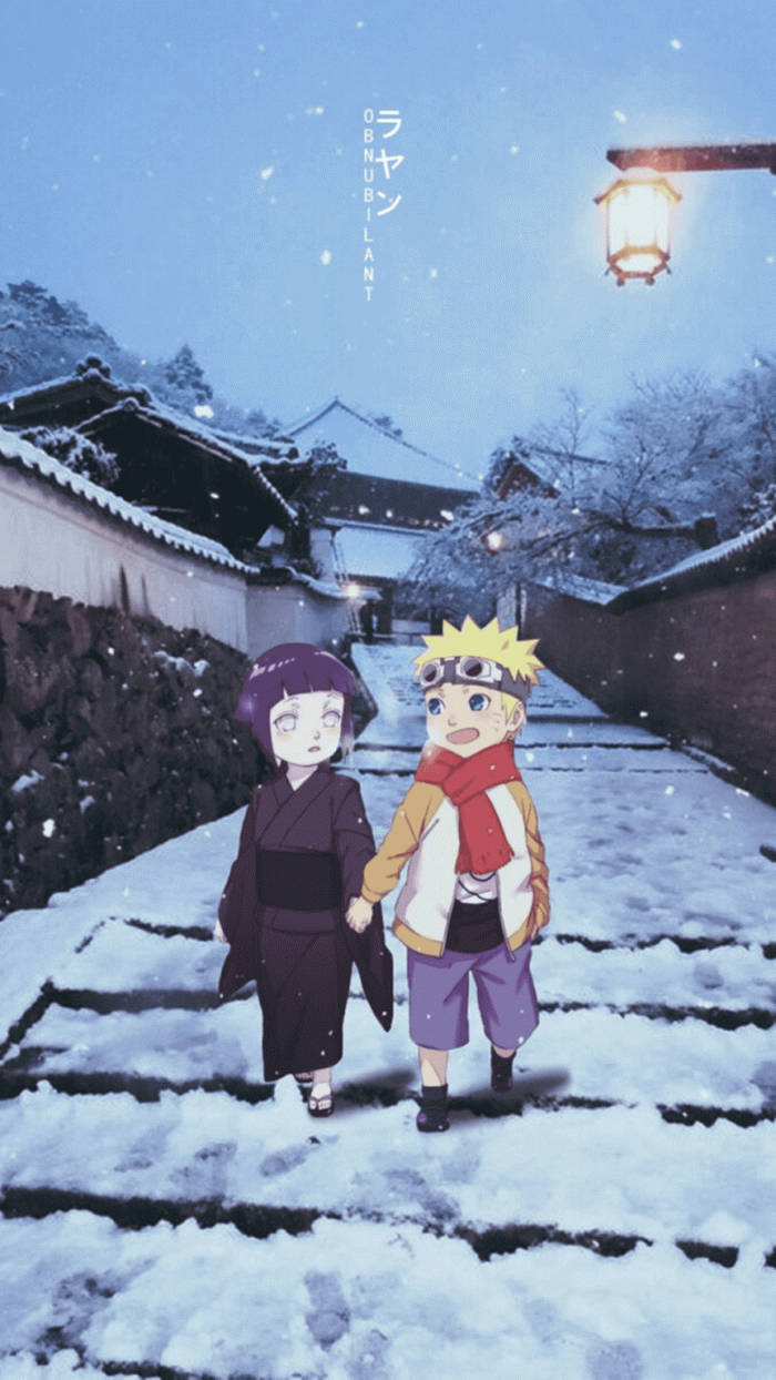 Aesthetic Hinata And Naruto In The Snow Background