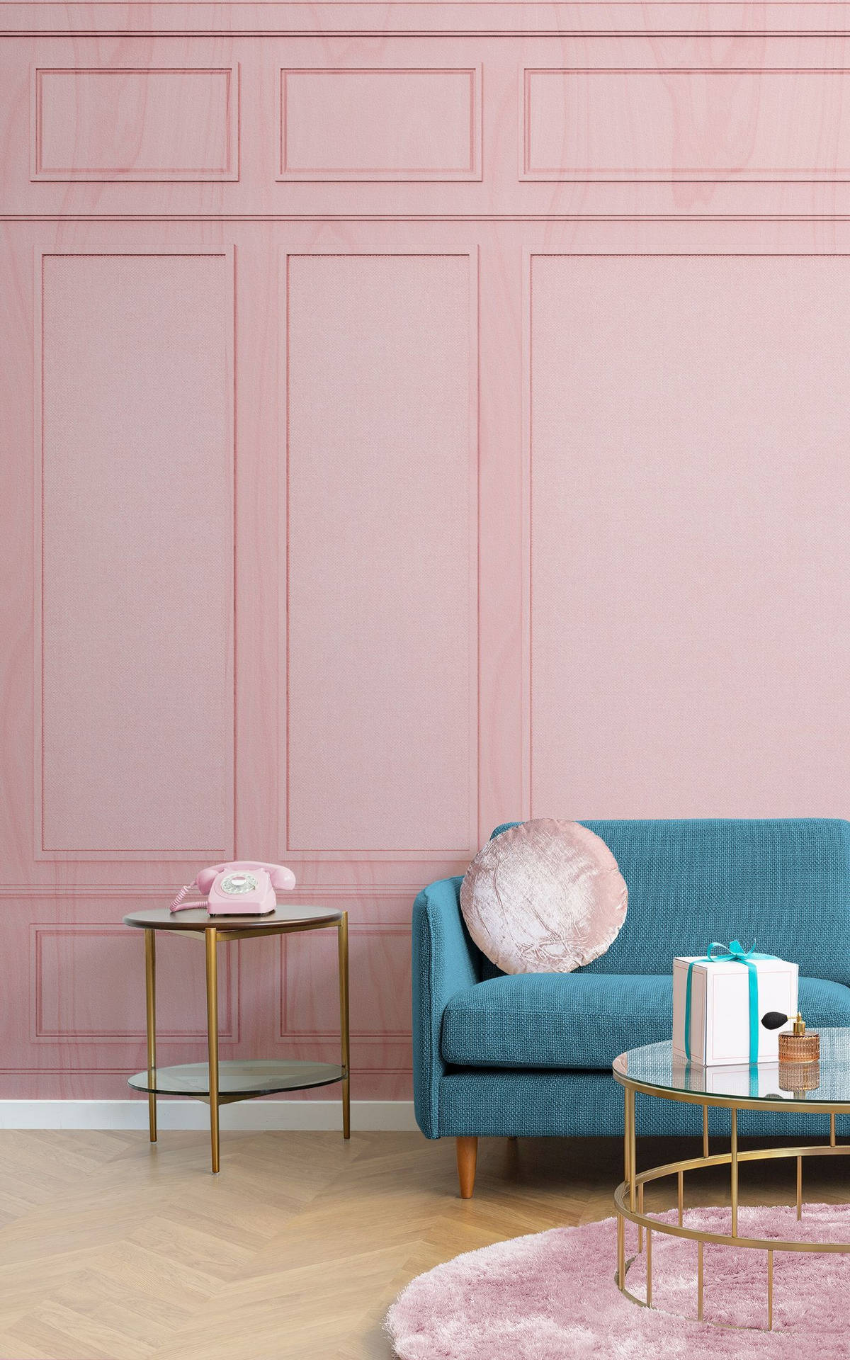 Aesthetic Home Living Room With Pink Wall