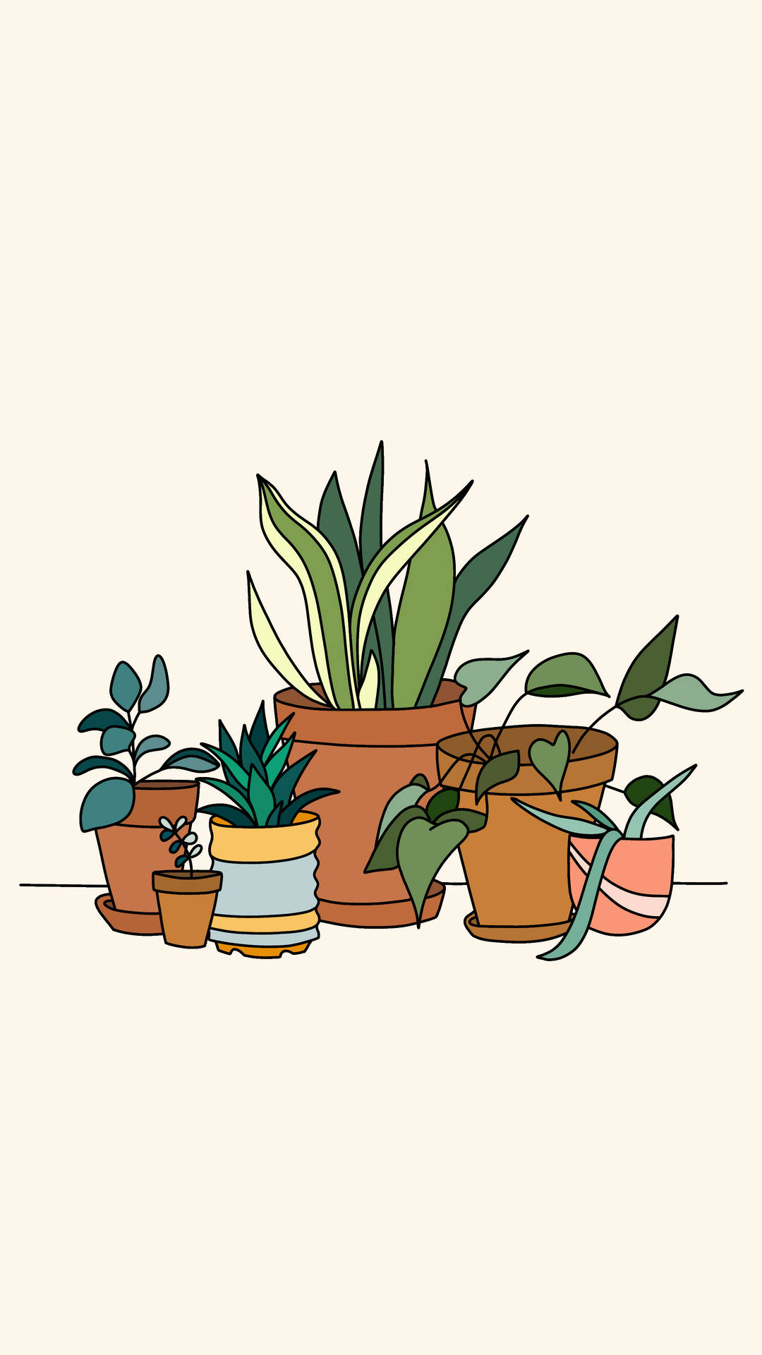 Aesthetic House Plants Art Drawing