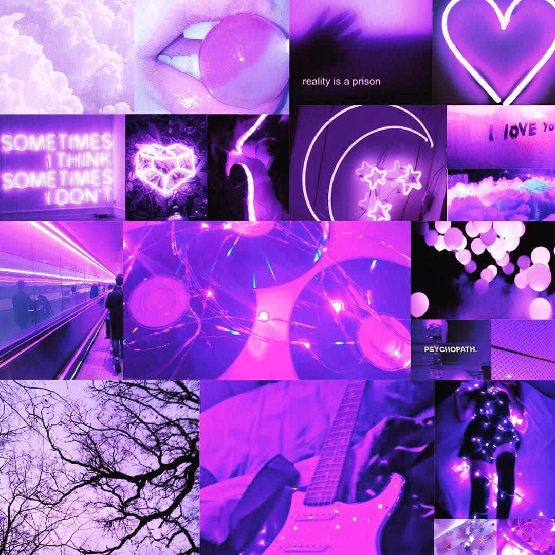 Aesthetic Instagram Neon Purple Collage