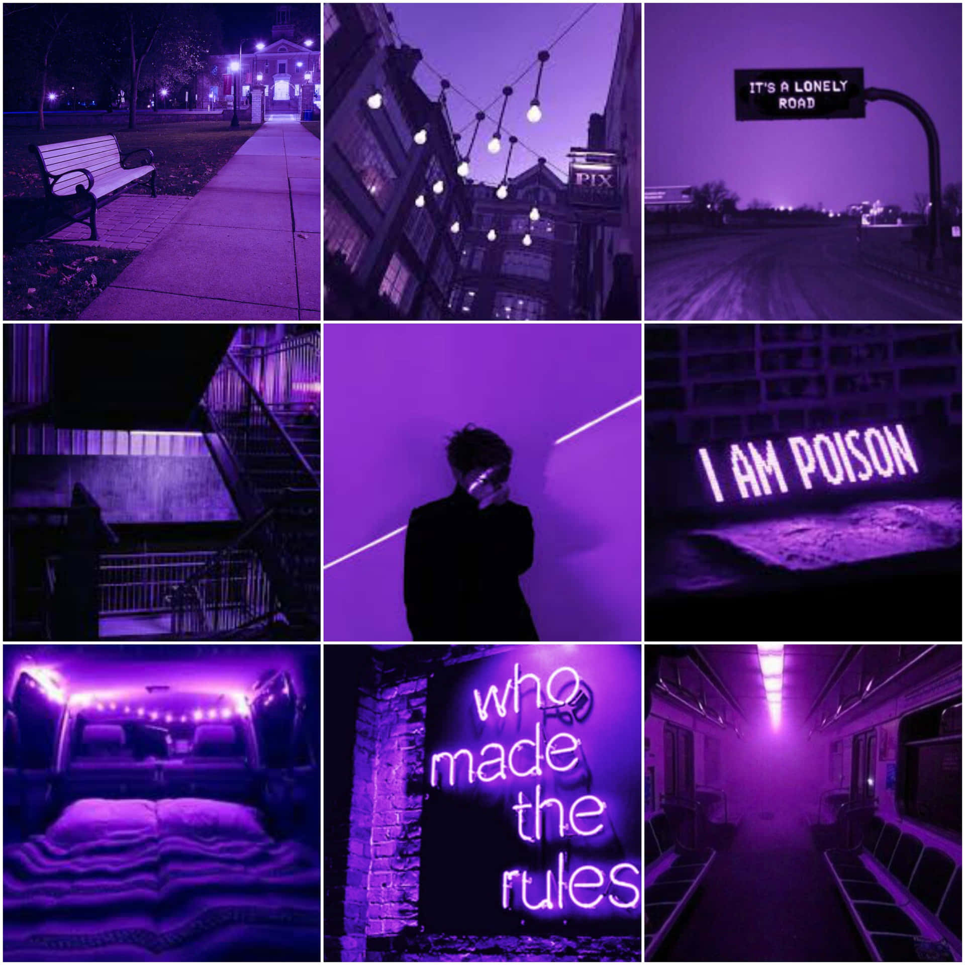 Aesthetic Instagram Neon Violet Collage Background
