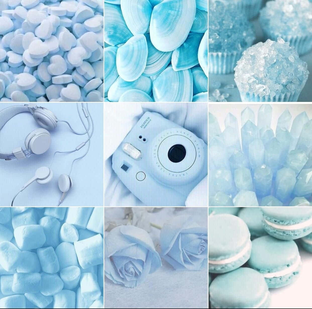 Aesthetic Instagram Pastel Blue Collage Background