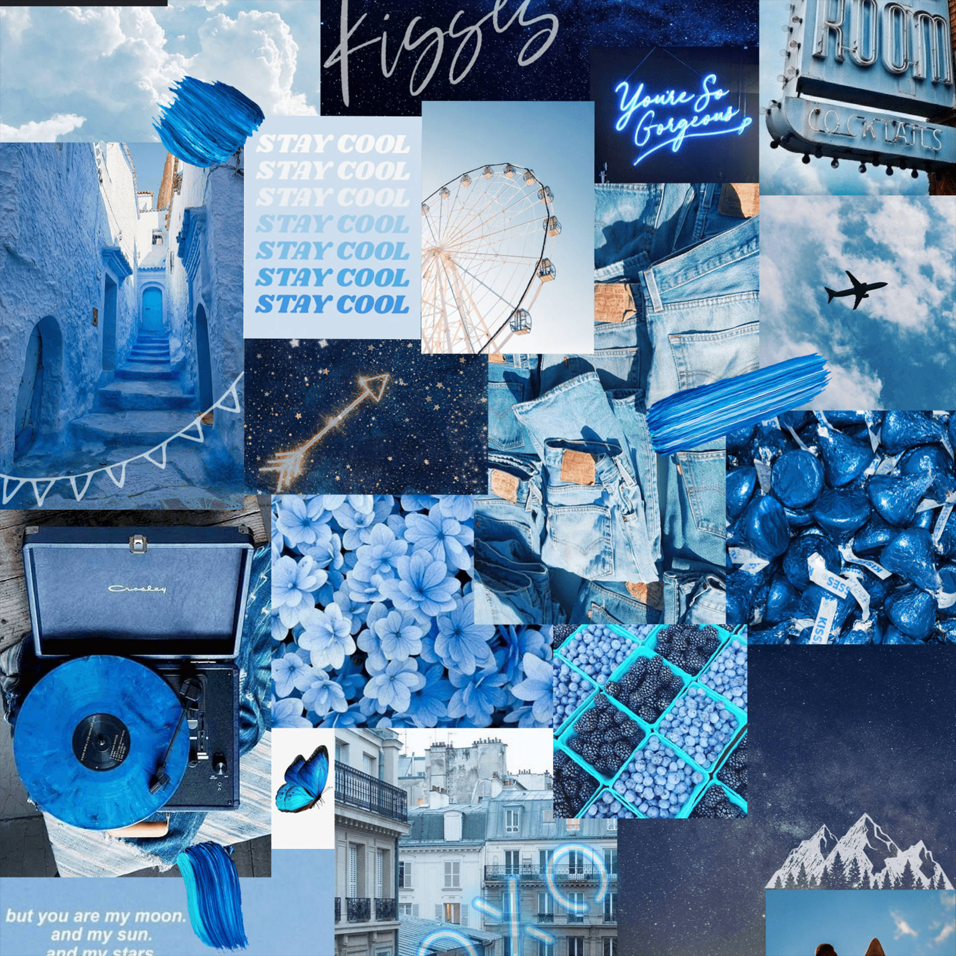Aesthetic Ipad Blue Collage