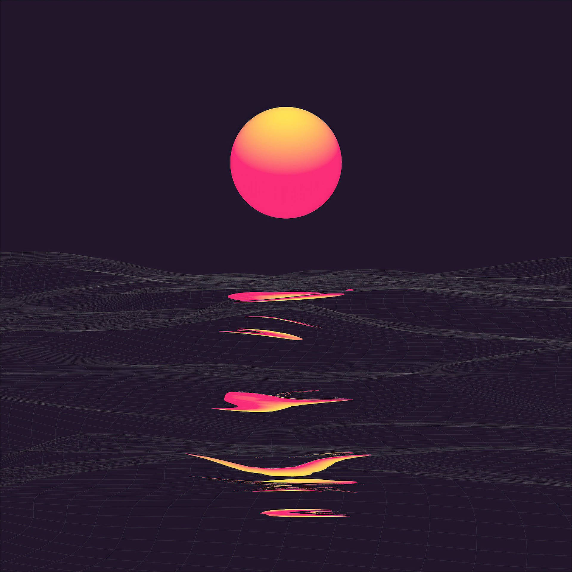 Aesthetic Ipad Vaporwave Sunset Background