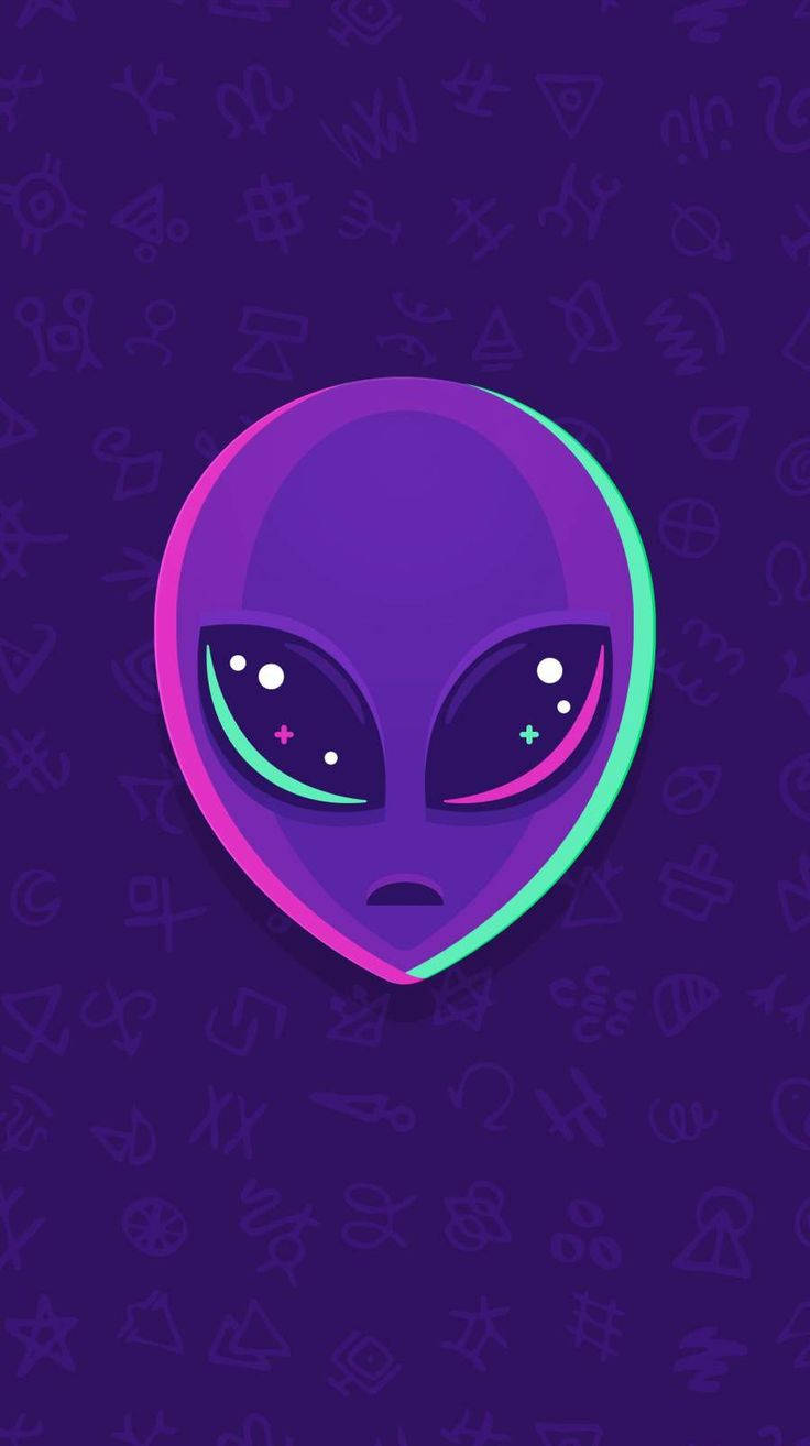 Aesthetic Iphone X Purple Alien Head Background