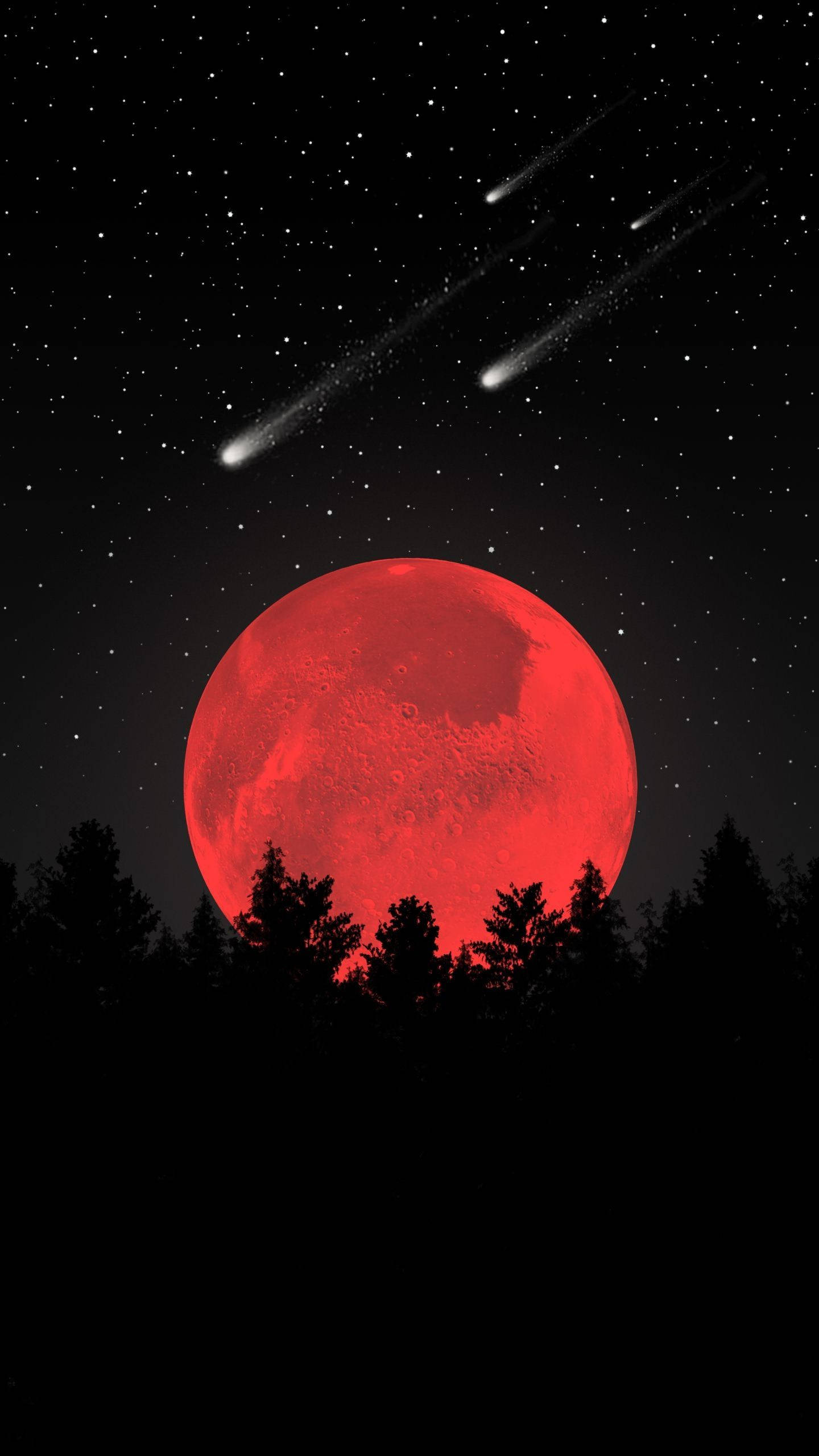 Aesthetic Iphone X Red Moon Sky Background