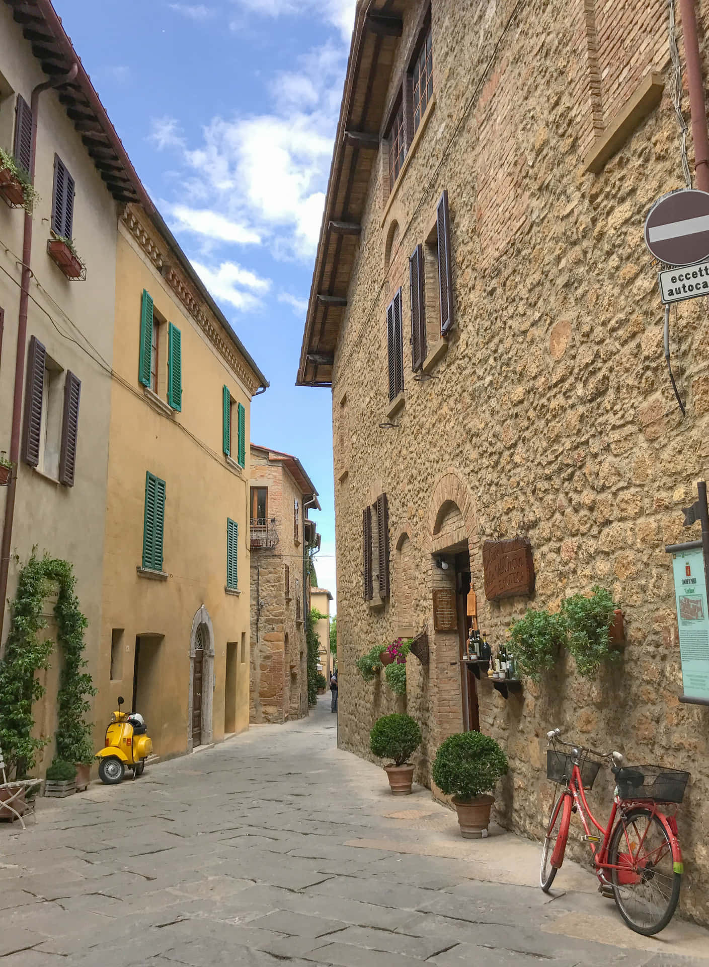 Aesthetic Italian Pienza Street Tuscany Background
