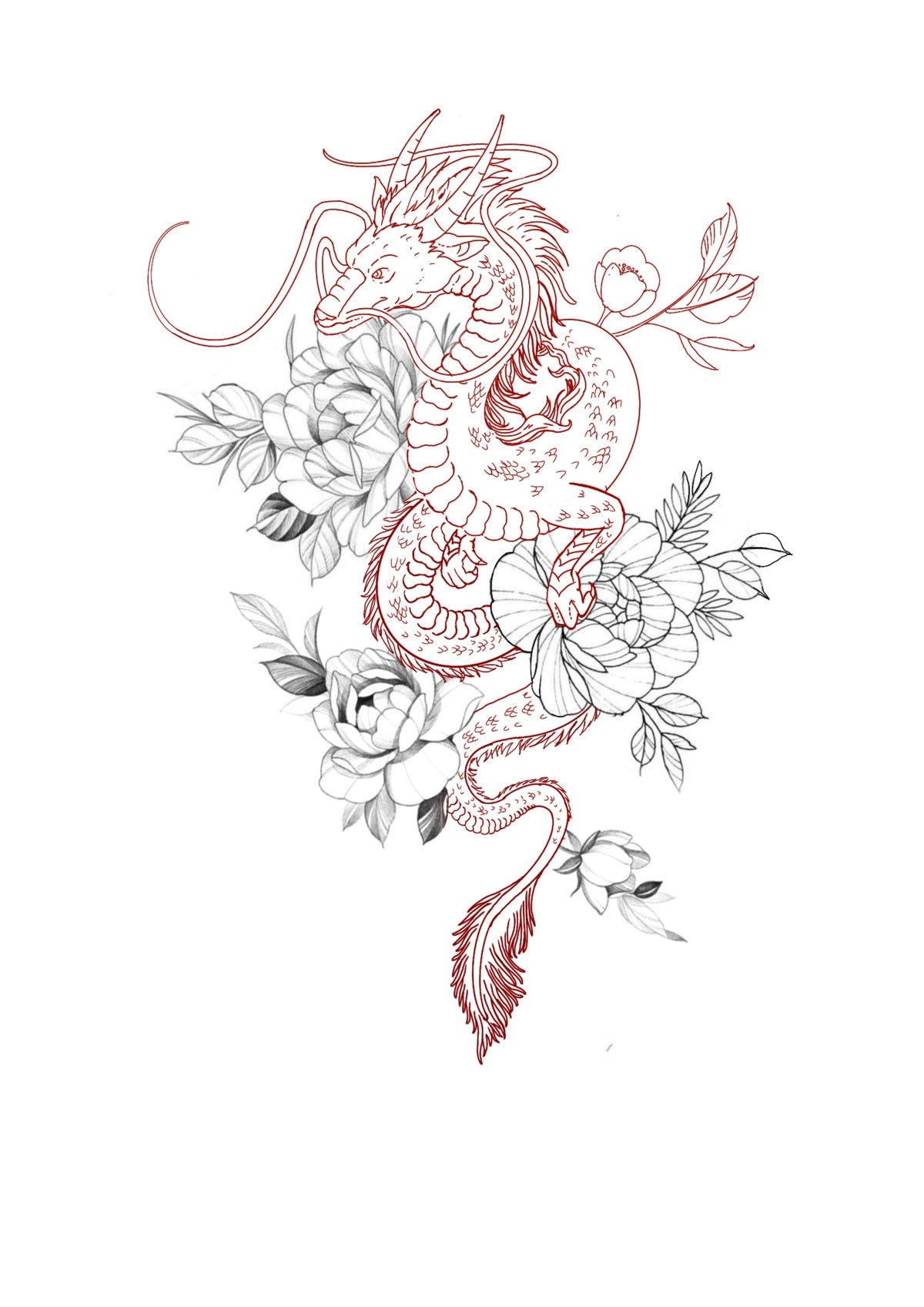 Aesthetic Japanese Dragon Tattoo Background