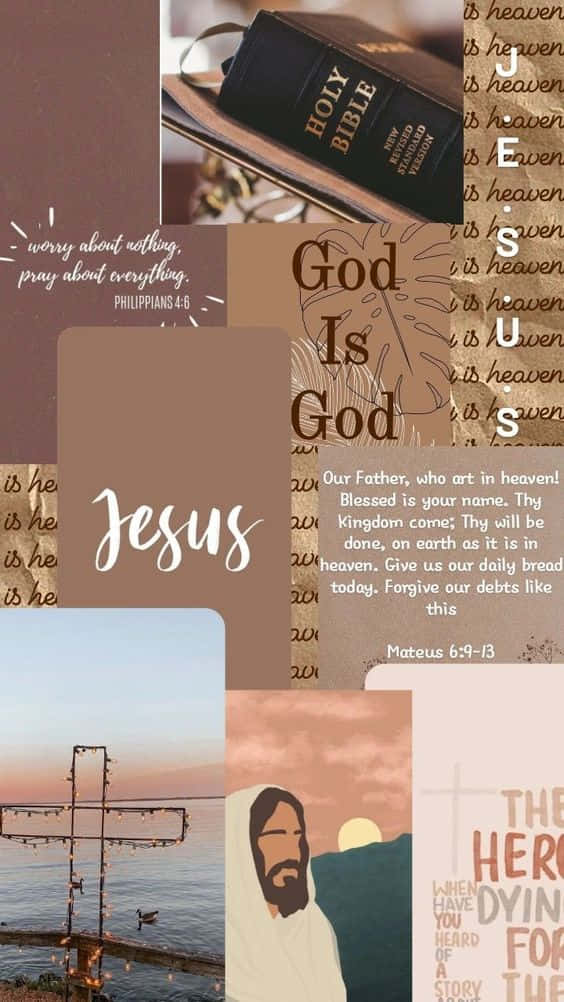 Aesthetic Jesus Brown Collage Background