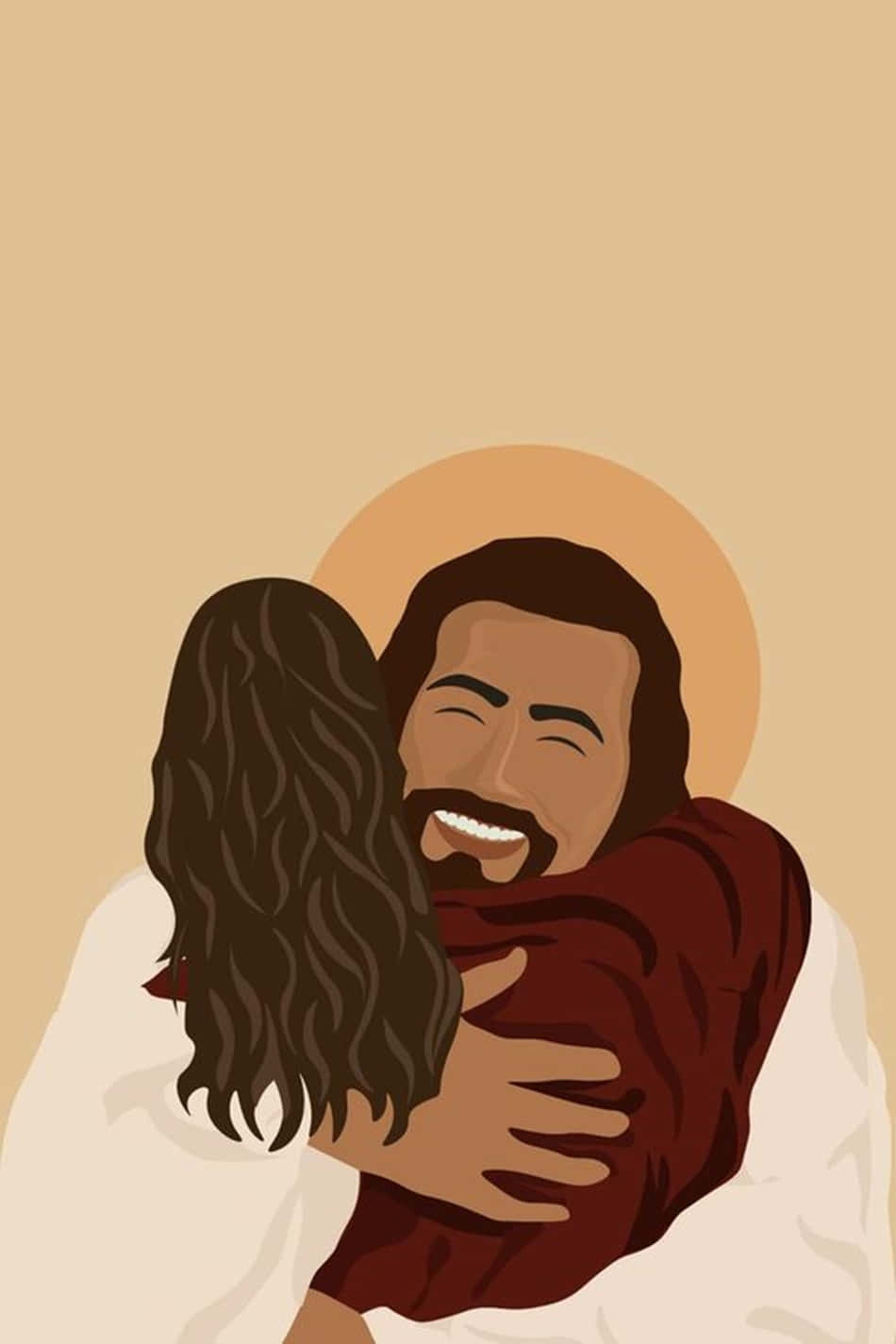 Aesthetic Jesus Hugging Follower Background