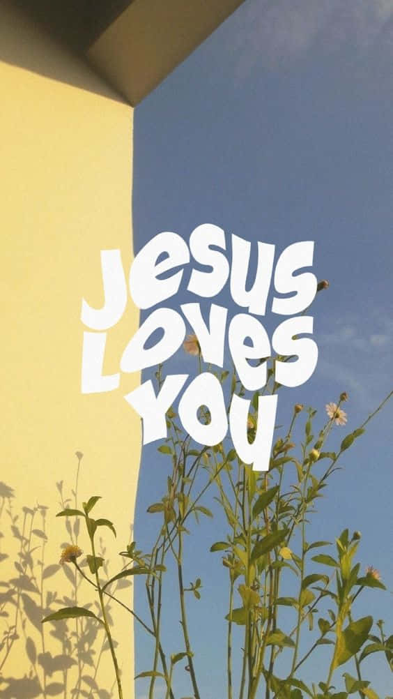 Aesthetic Jesus Plants Jesus Loves You Background