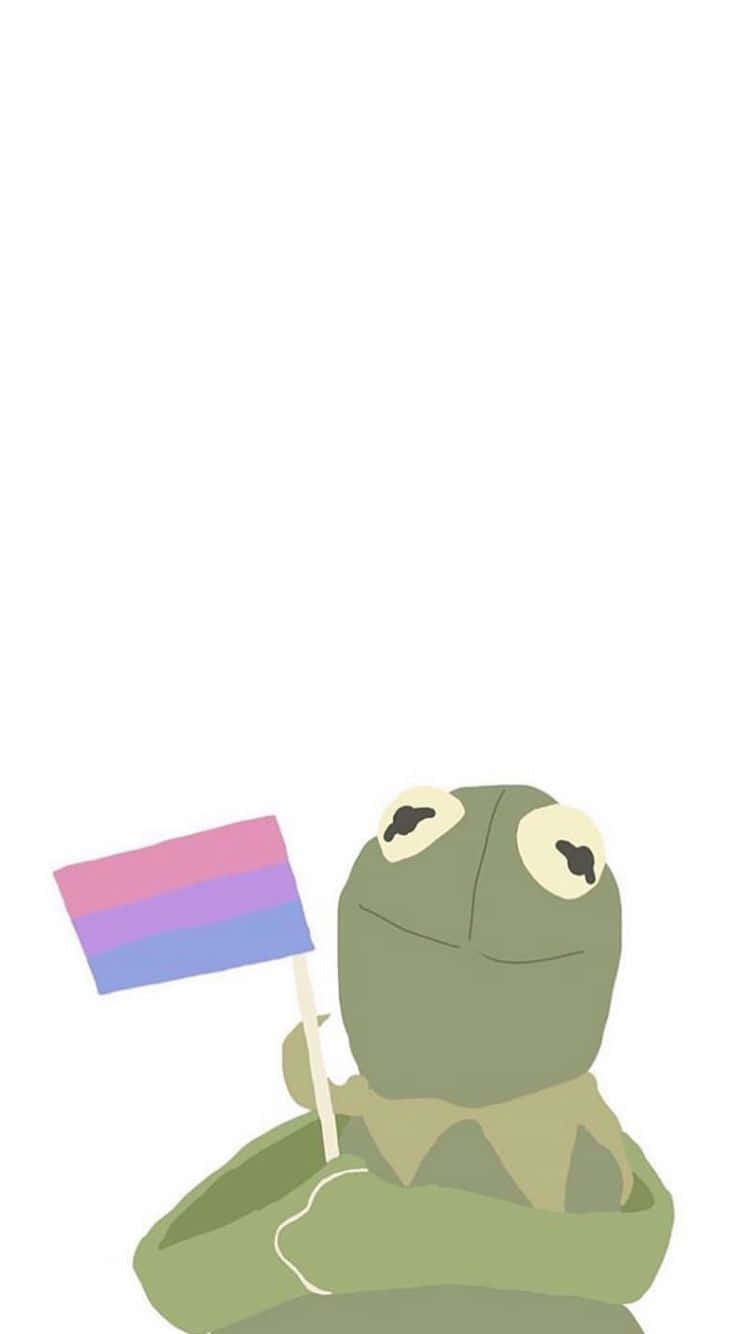 Aesthetic Kermit Holding Bisexual Flag Background