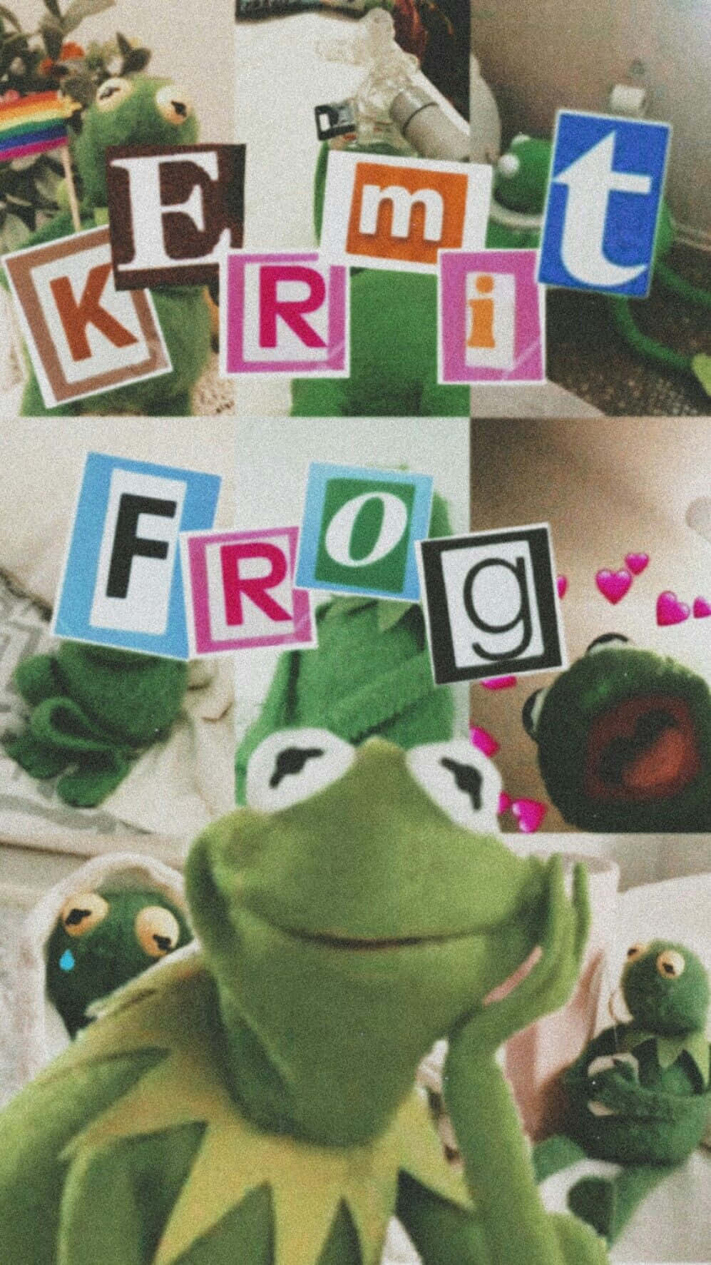 Aesthetic Kermit Letters Collage Background