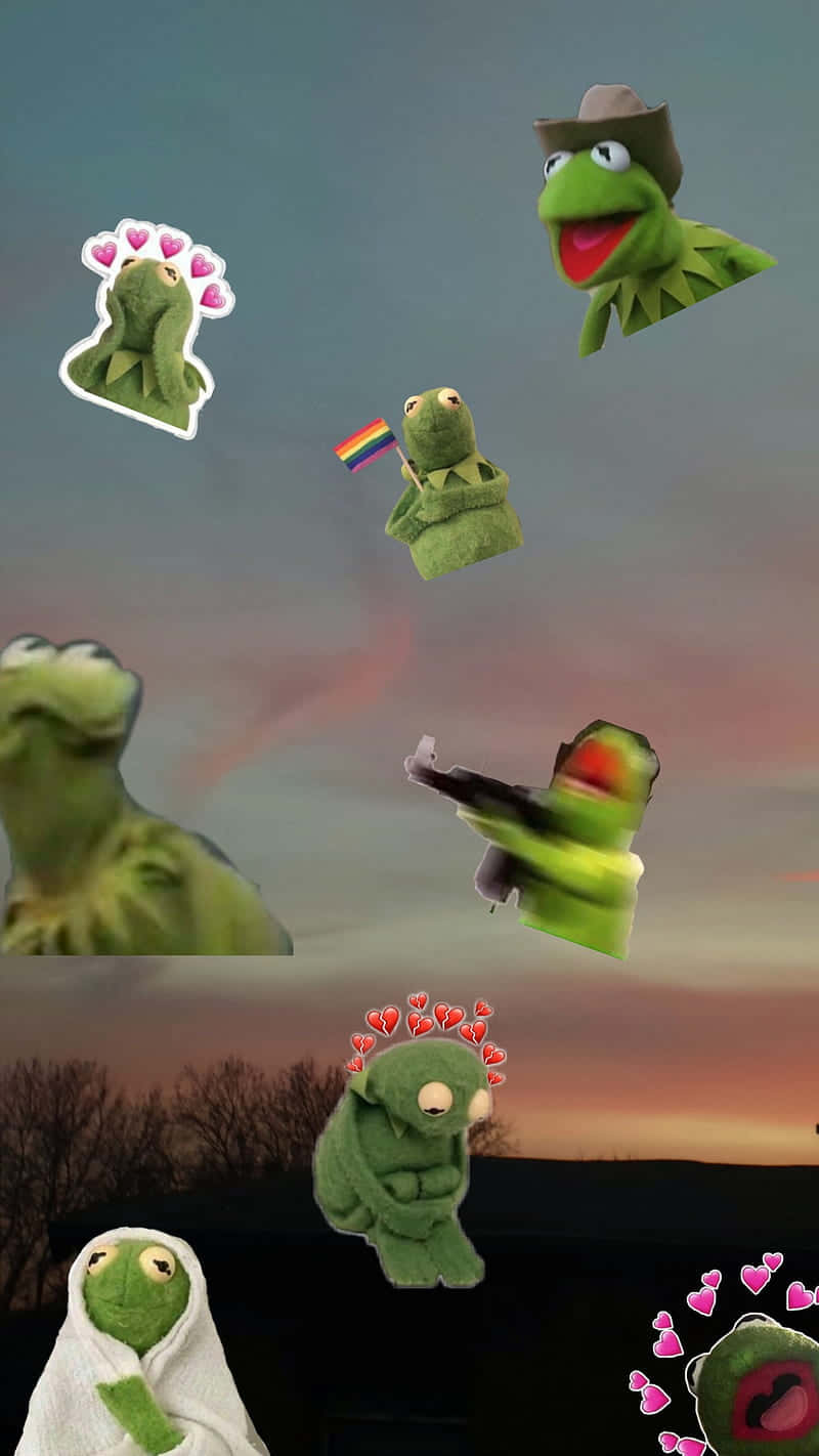 Aesthetic Kermit Sunset Stickers Background