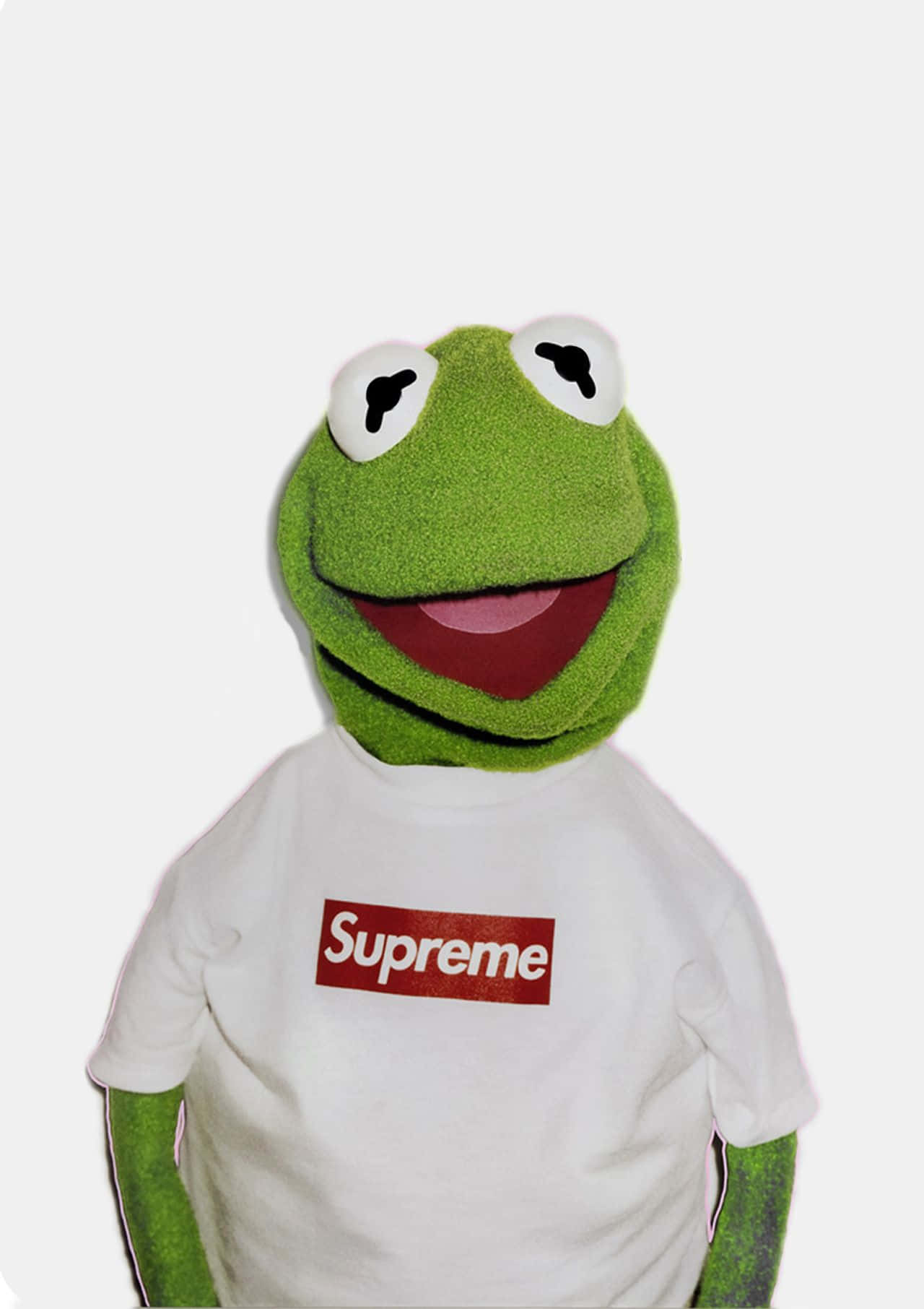 Aesthetic Kermit Wearing Supreme Background