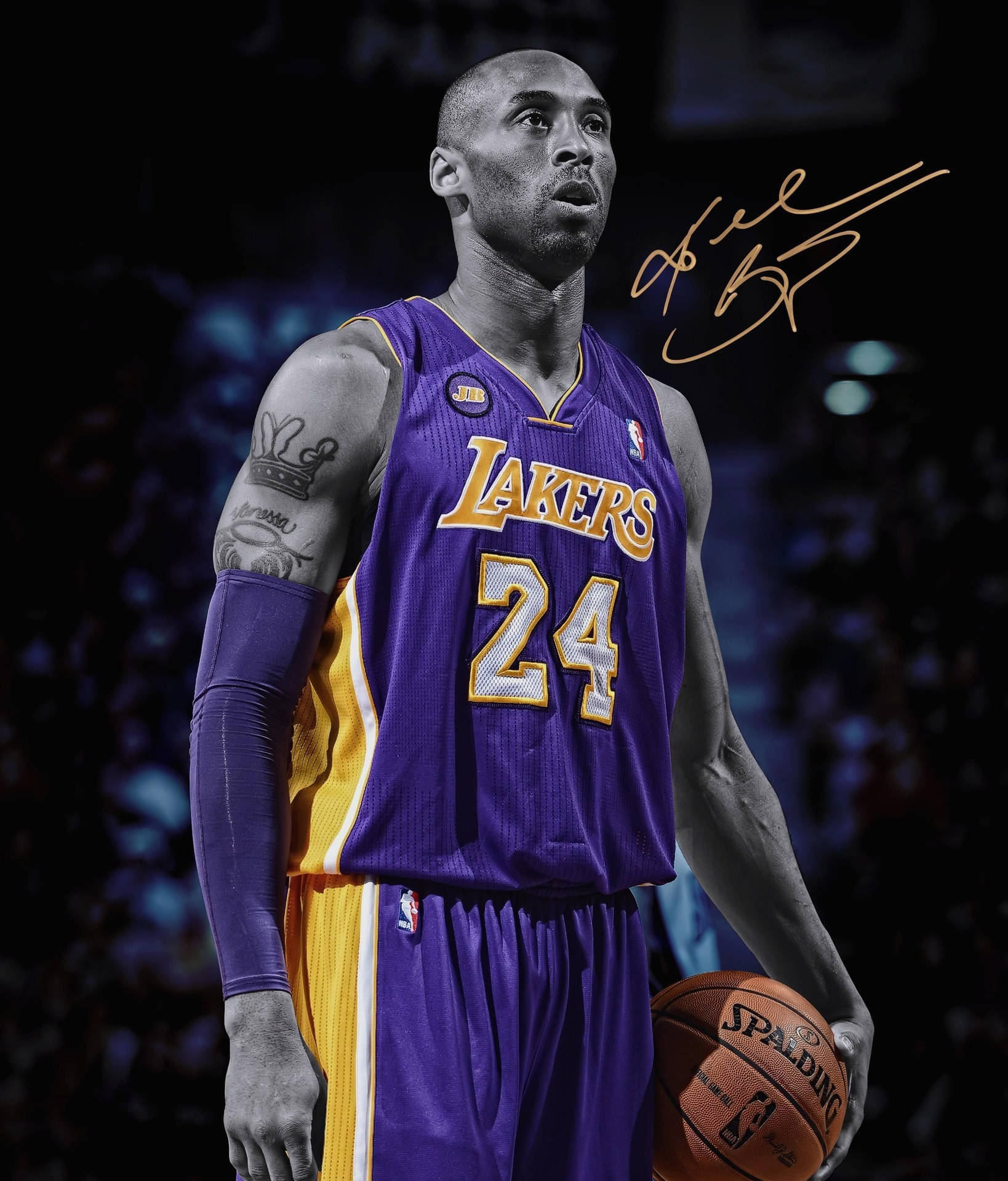 Aesthetic Kobe Bryant Shot With An Autograph Background