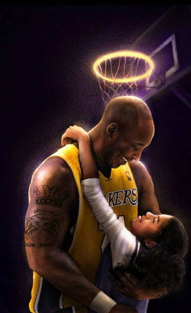 Aesthetic Kobe Bryant With Her Daughter Artwork Background