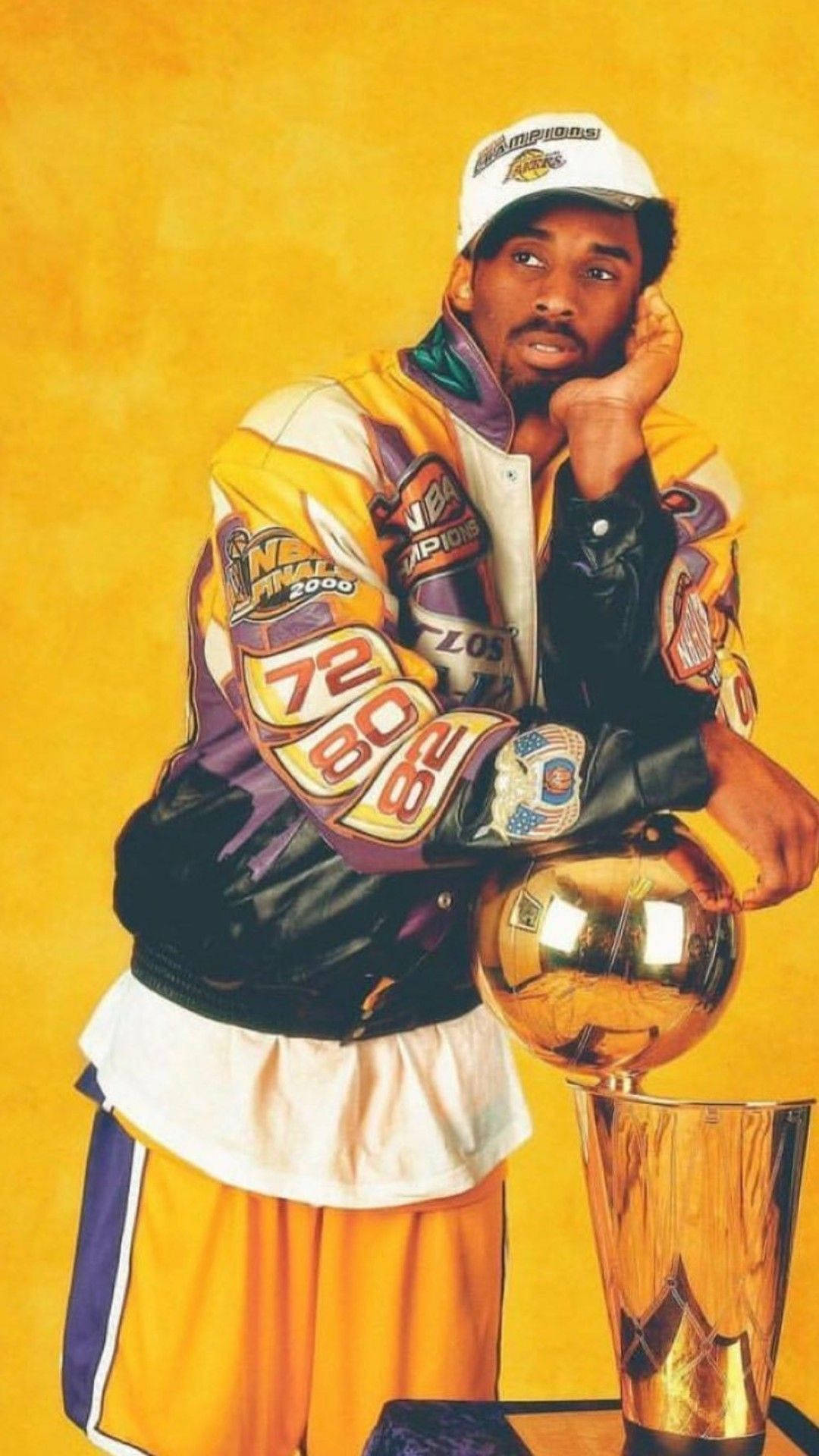 Aesthetic Kobe Bryant With Trophy Background