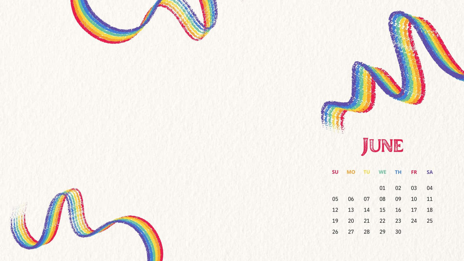 Aesthetic Lgbt Rainbow June Calendar Background