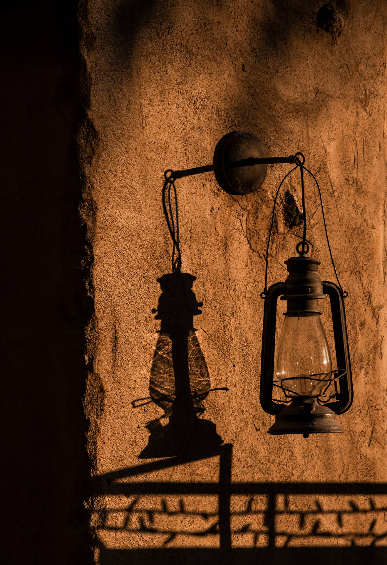 Aesthetic Light Brown Vintage Gas Lamp Background