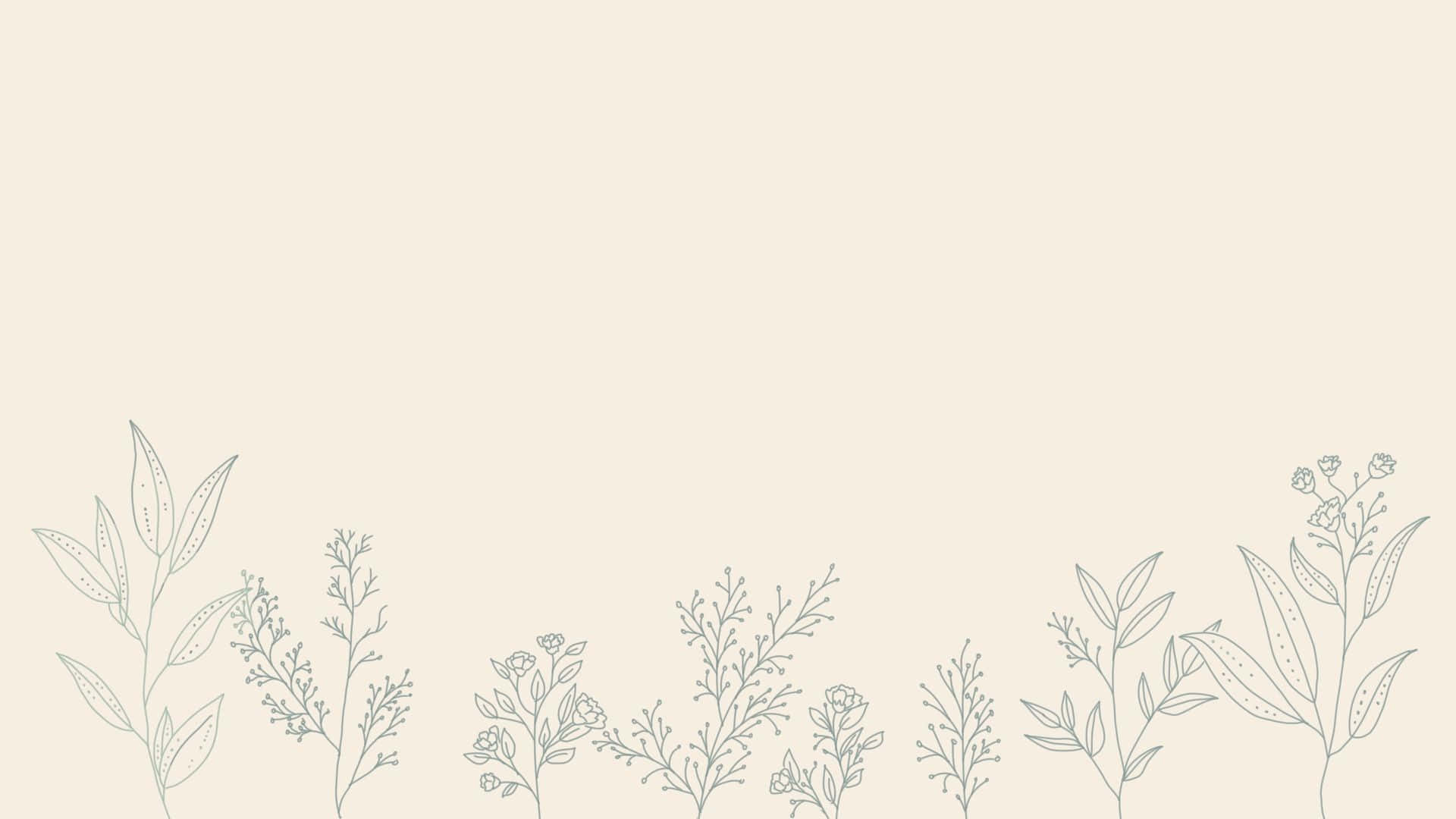 Aesthetic Line Drawing Leaves Minimalist Plant Desktop Background