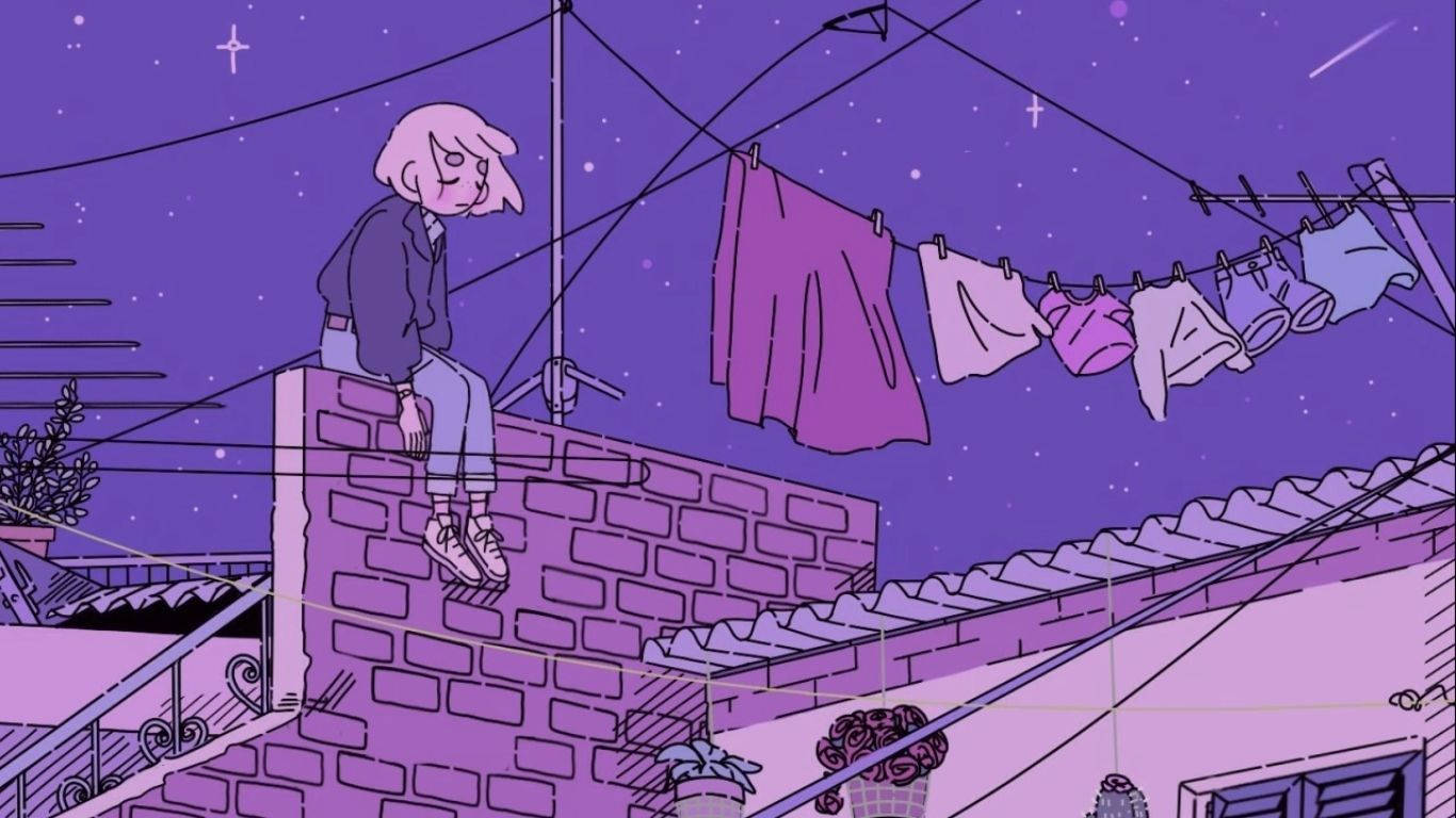 Aesthetic Lo Fi Lonely Girl Background