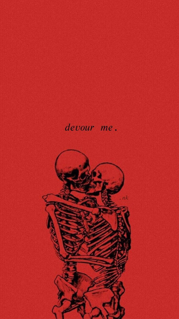Aesthetic Love Two Skeletons Background
