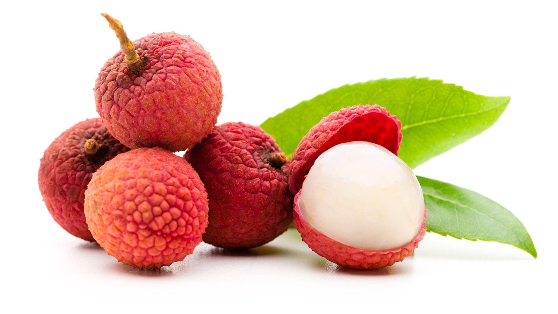 Aesthetic Lychee Fruits And Leaves