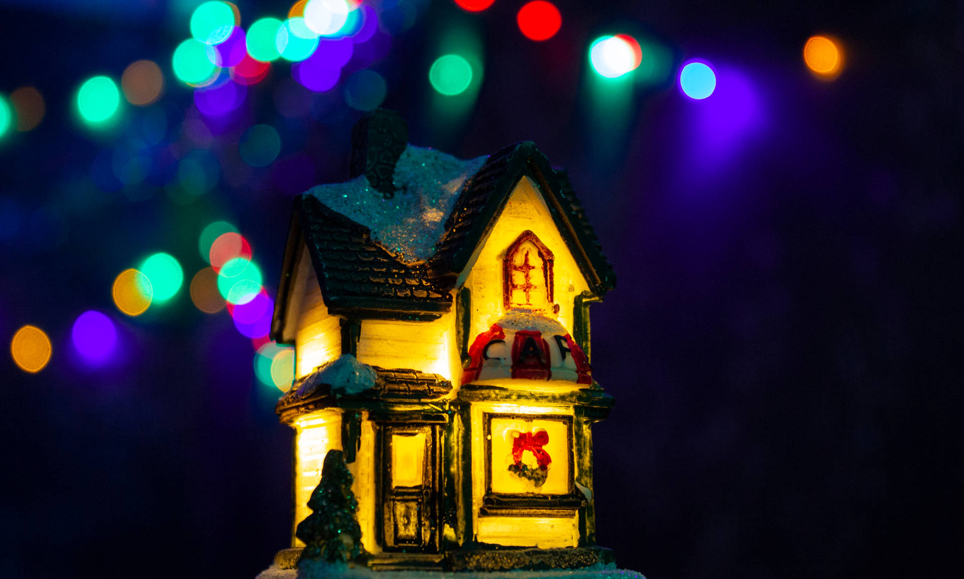 Aesthetic Miniature Christmas House Background