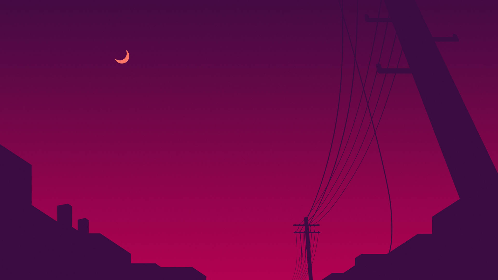 Aesthetic Moon Above The Power Lines Background