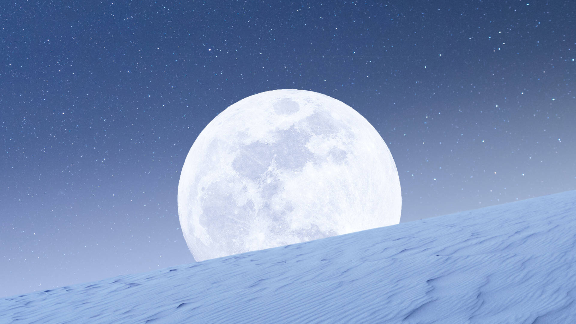 Aesthetic Moon Over The Snowy Hill