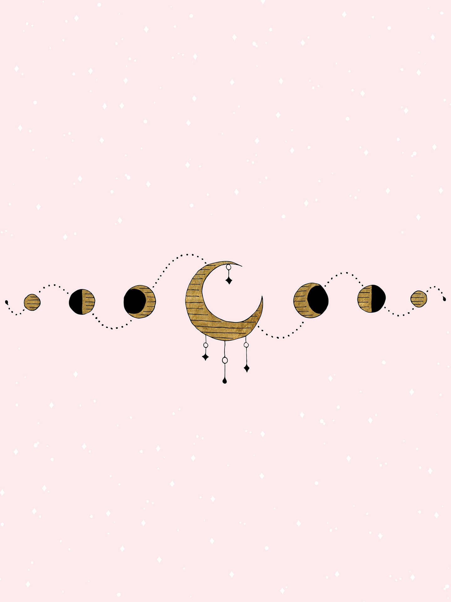 Aesthetic Moon Phases In Light Pink Background